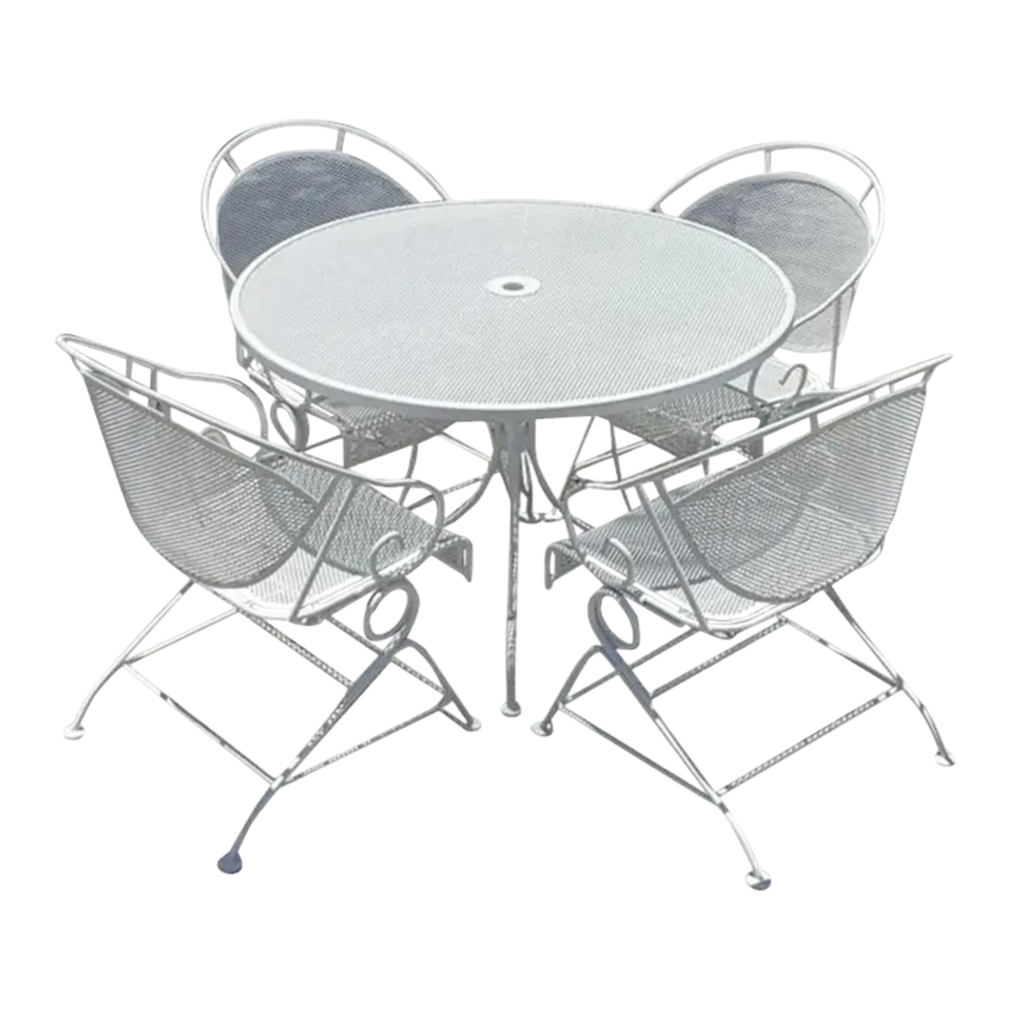 Vintage Mid-Century Modern Wrought Iron Outdoor Dining Set of 5