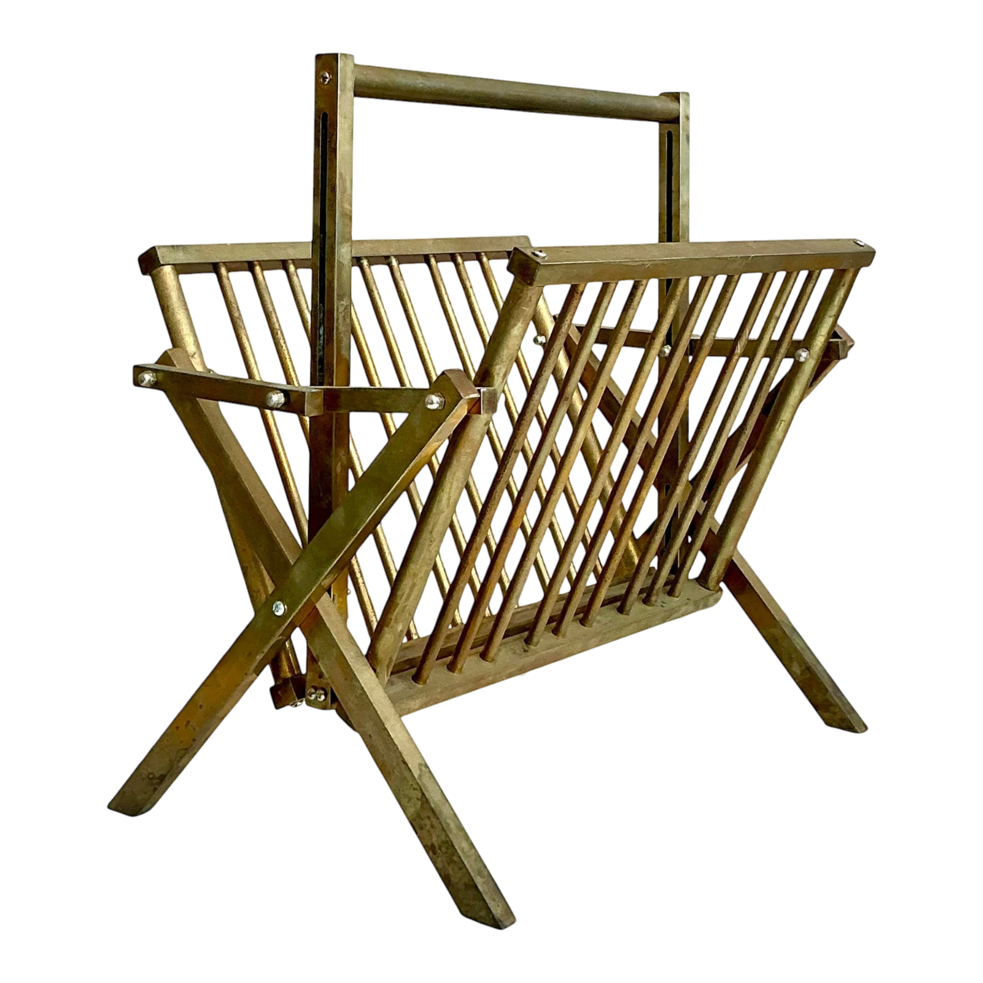 Vintage Modernist Brass Newspaper Rack