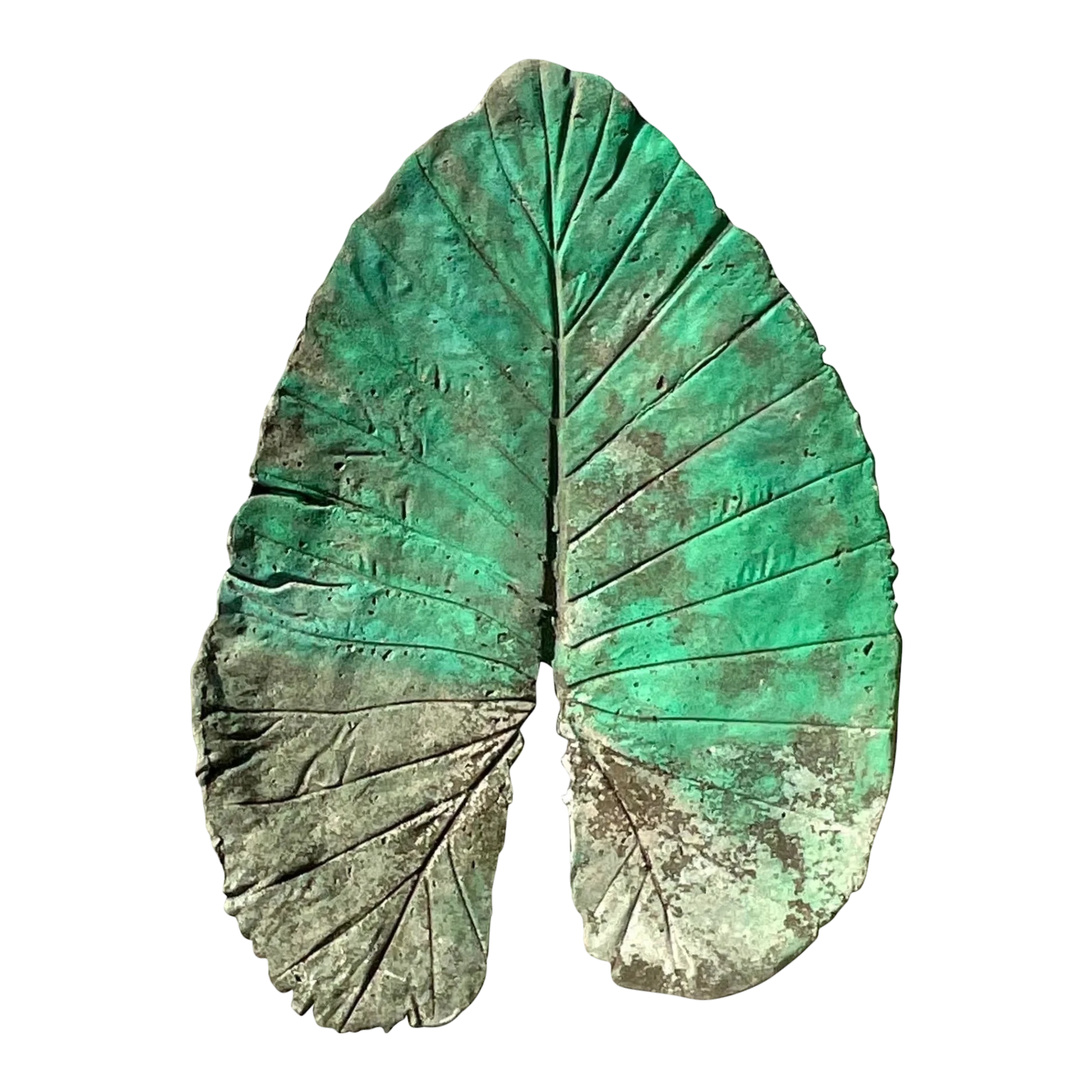 Vintage Monumental Boho Cast Concrete Elephant Ear Leaf