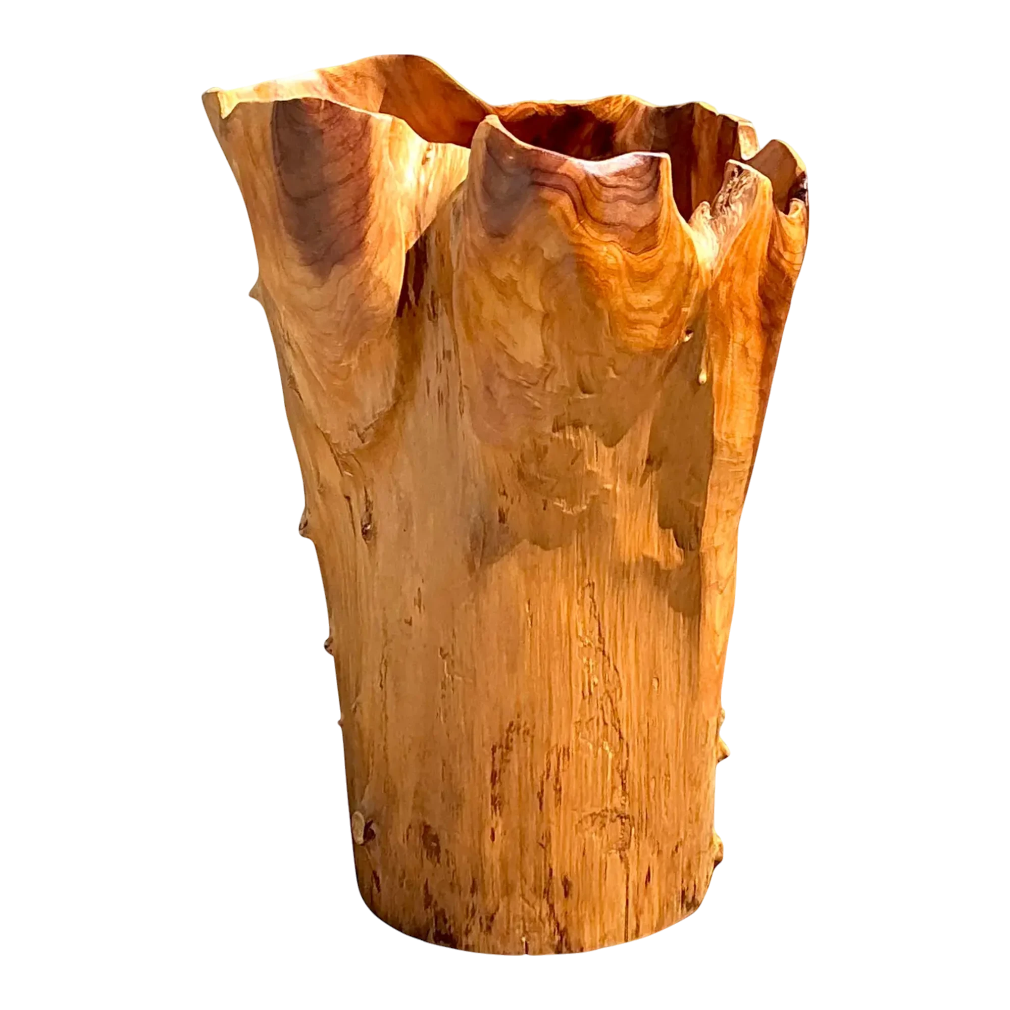 Vintage Monumental Carved Wood Vase — additional photo 1