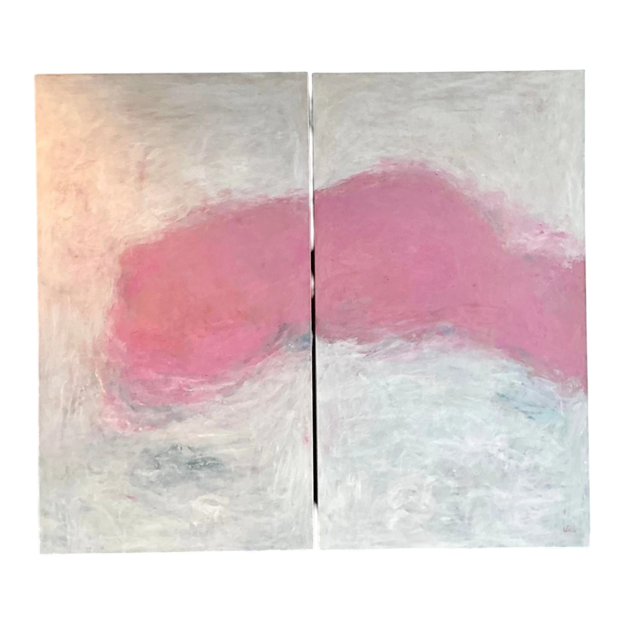 Vintage Monumental Original Abstract Diptych Oil Painting on Canvas - Set of 2
