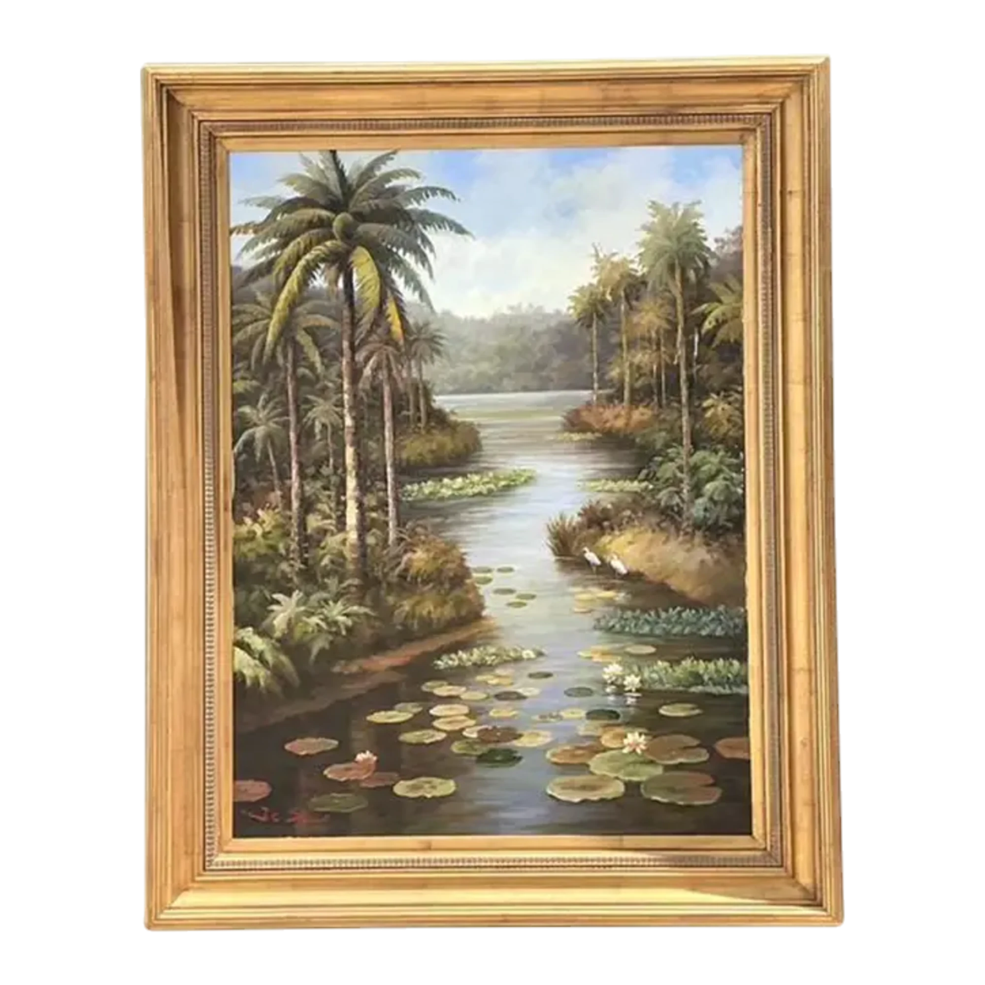 Vintage Monumental Original Everglades Oil Painting on Canvas — additional photo 1