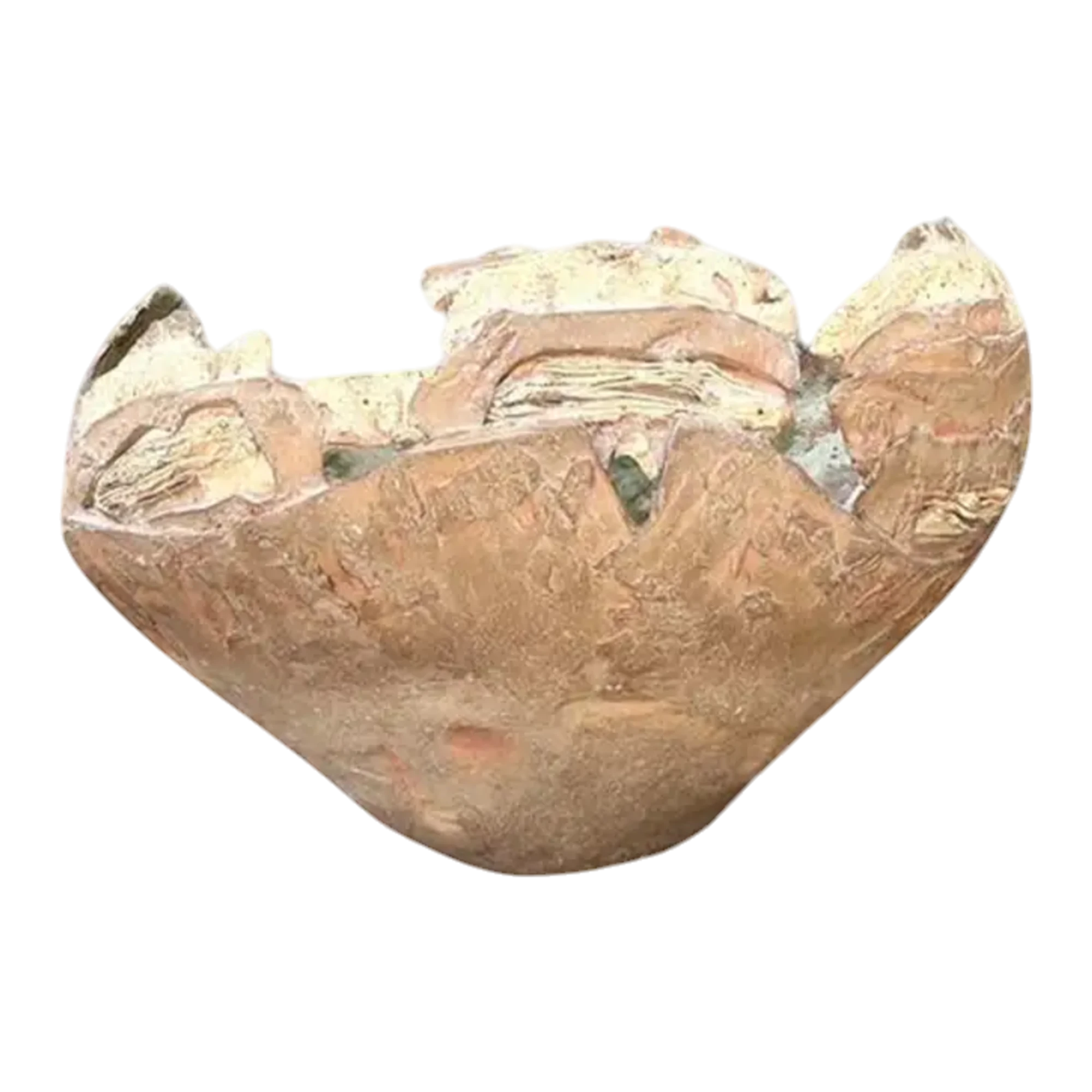 Vintage Monumental Original Slab Built Studio Pottery Bowl