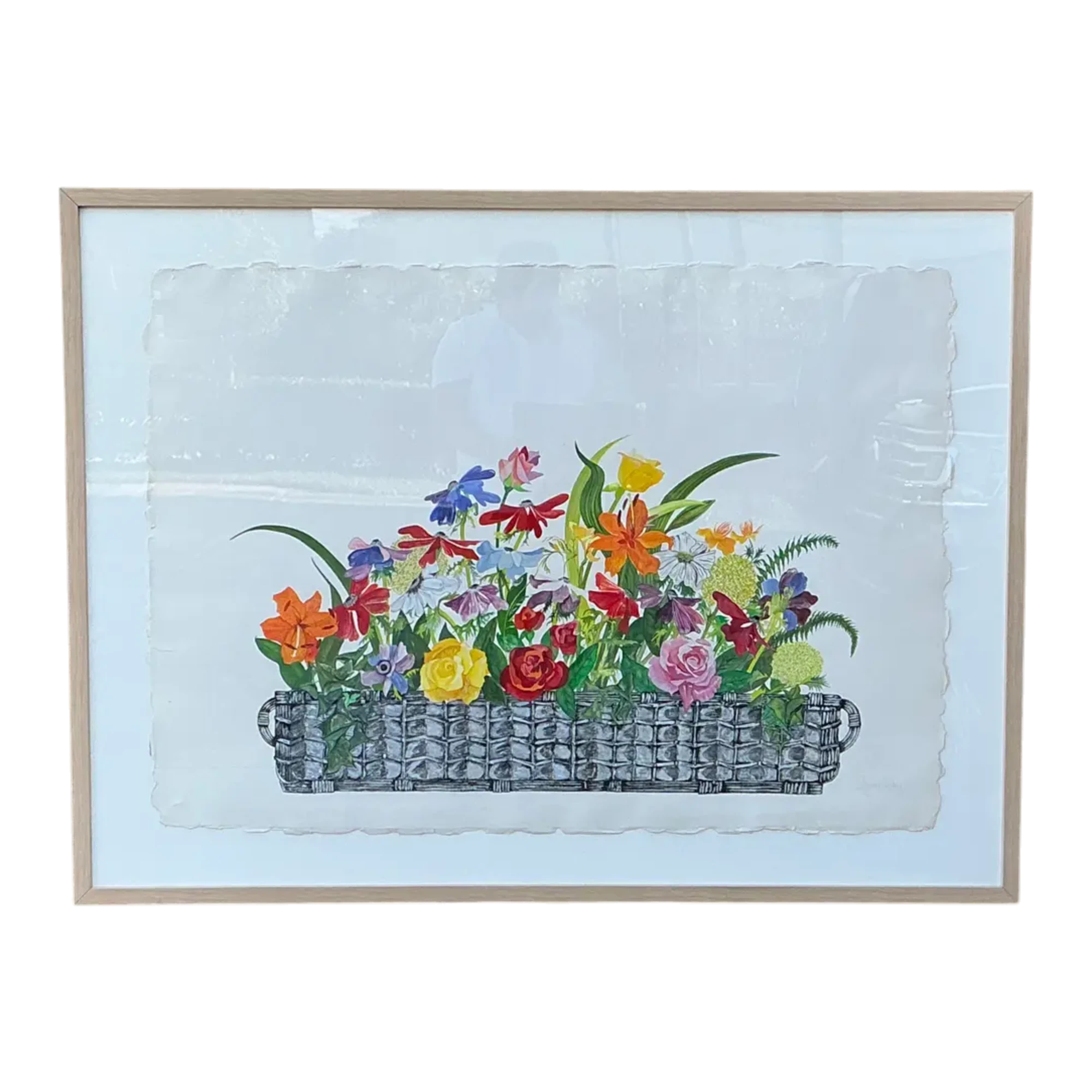 Vintage Monumental Original Watercolor Floral Bouquet on Paper