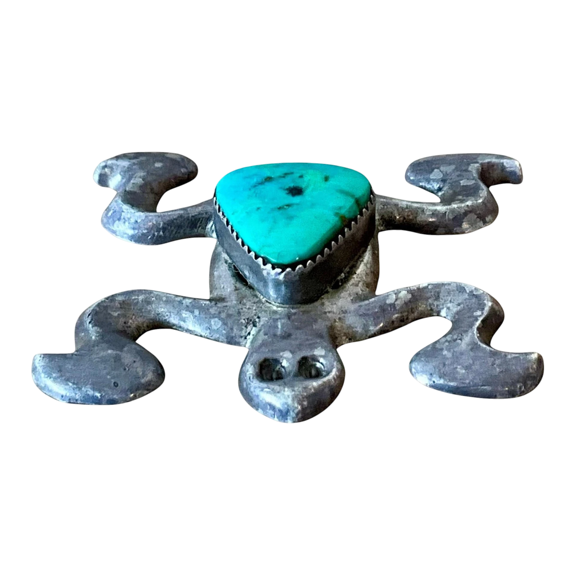 Vintage Native American Silver Inlaid Turquoise Pendant — additional photo 1
