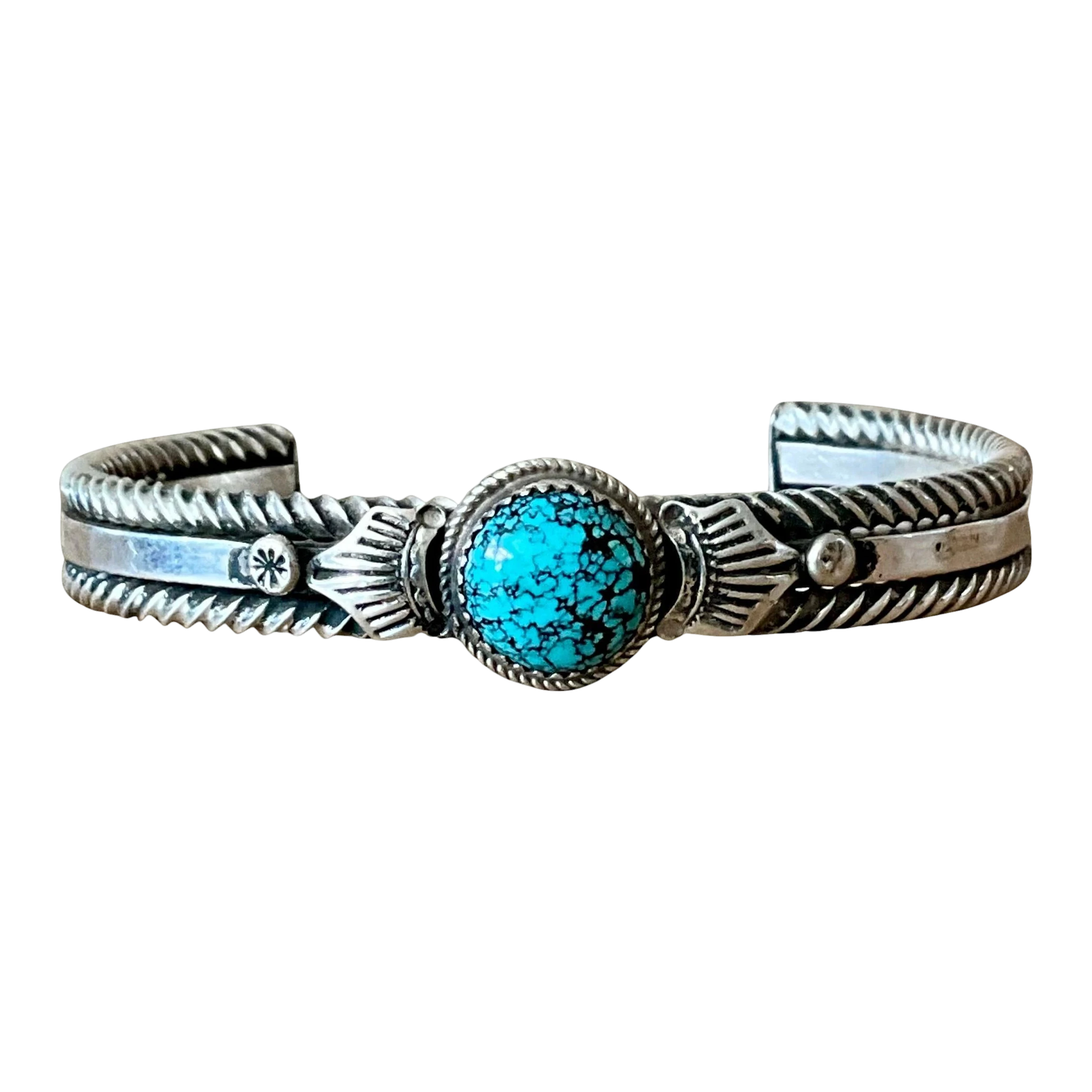 Vintage Navajo Turquoise Sterling Silver Cuff — additional photo 1