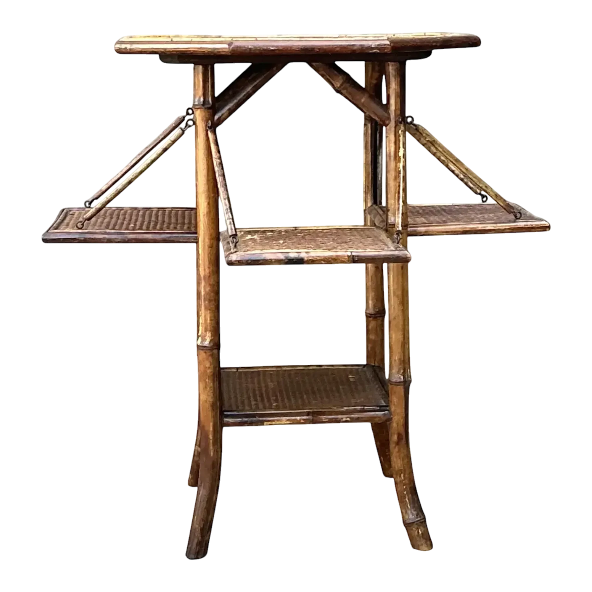 Vintage Octagon Bamboo Side Table