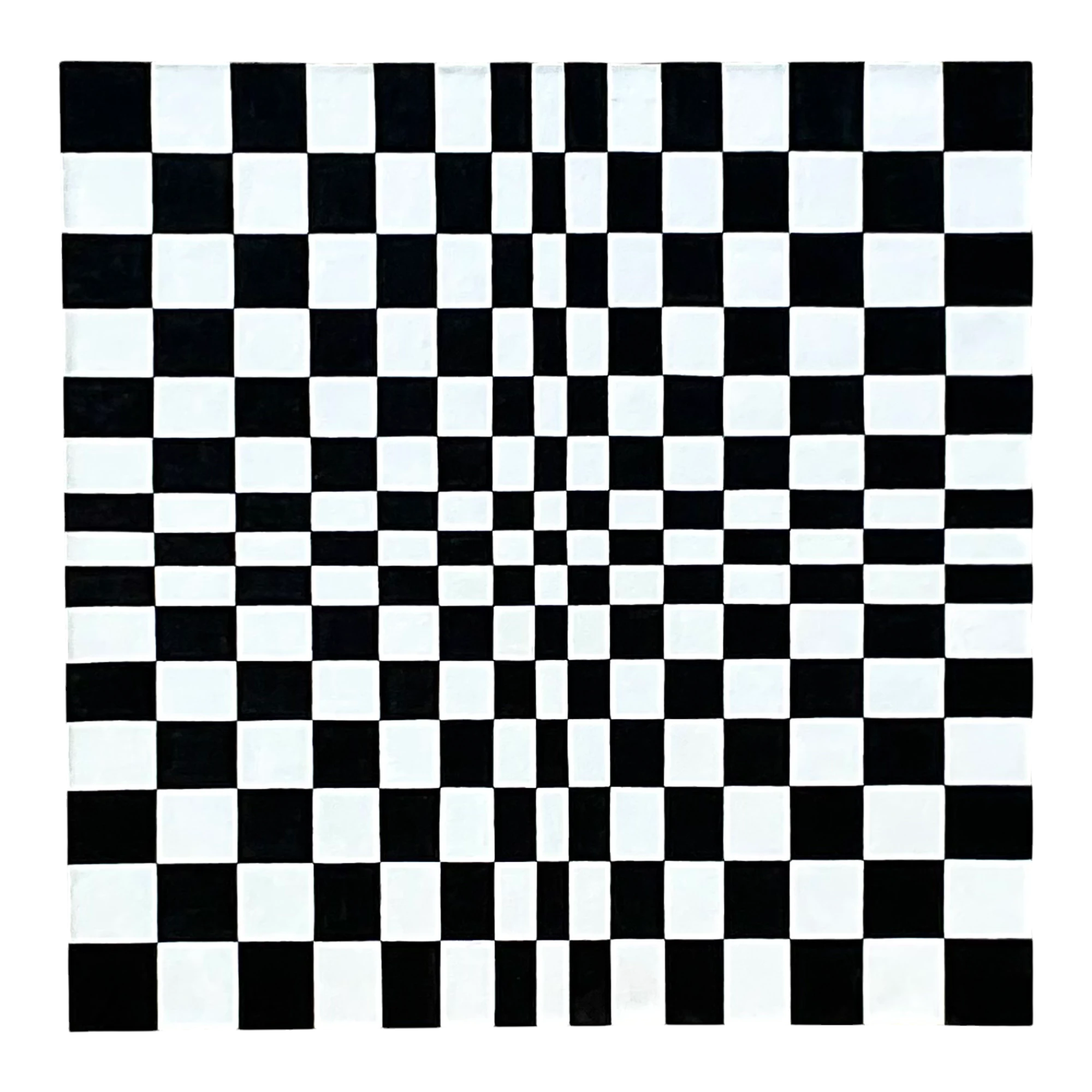 Vintage Optical Artwork in Black & White Geometric Checkerboard Pattern