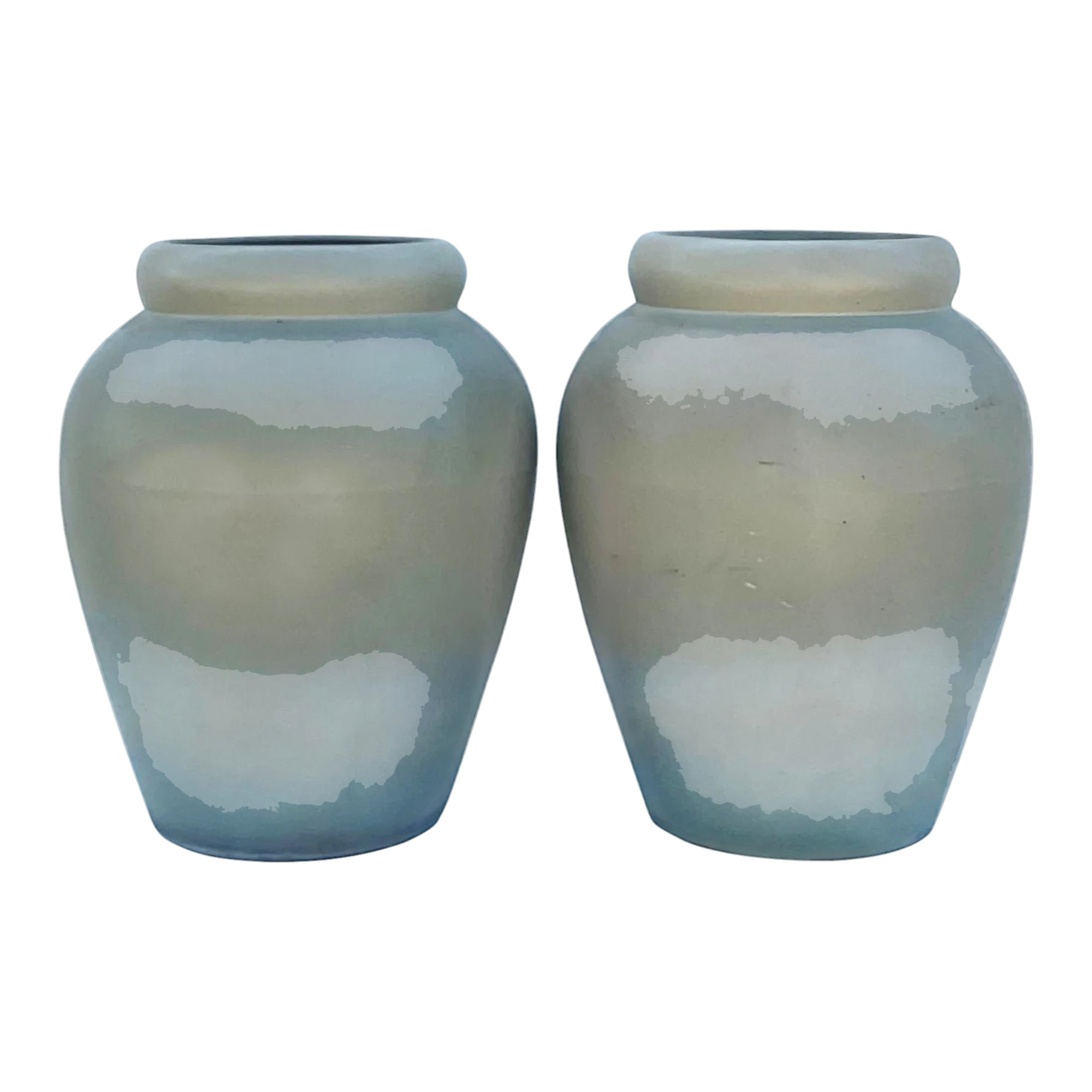 Vintage Organic Modern Matte Sage Green Urns – A Pair