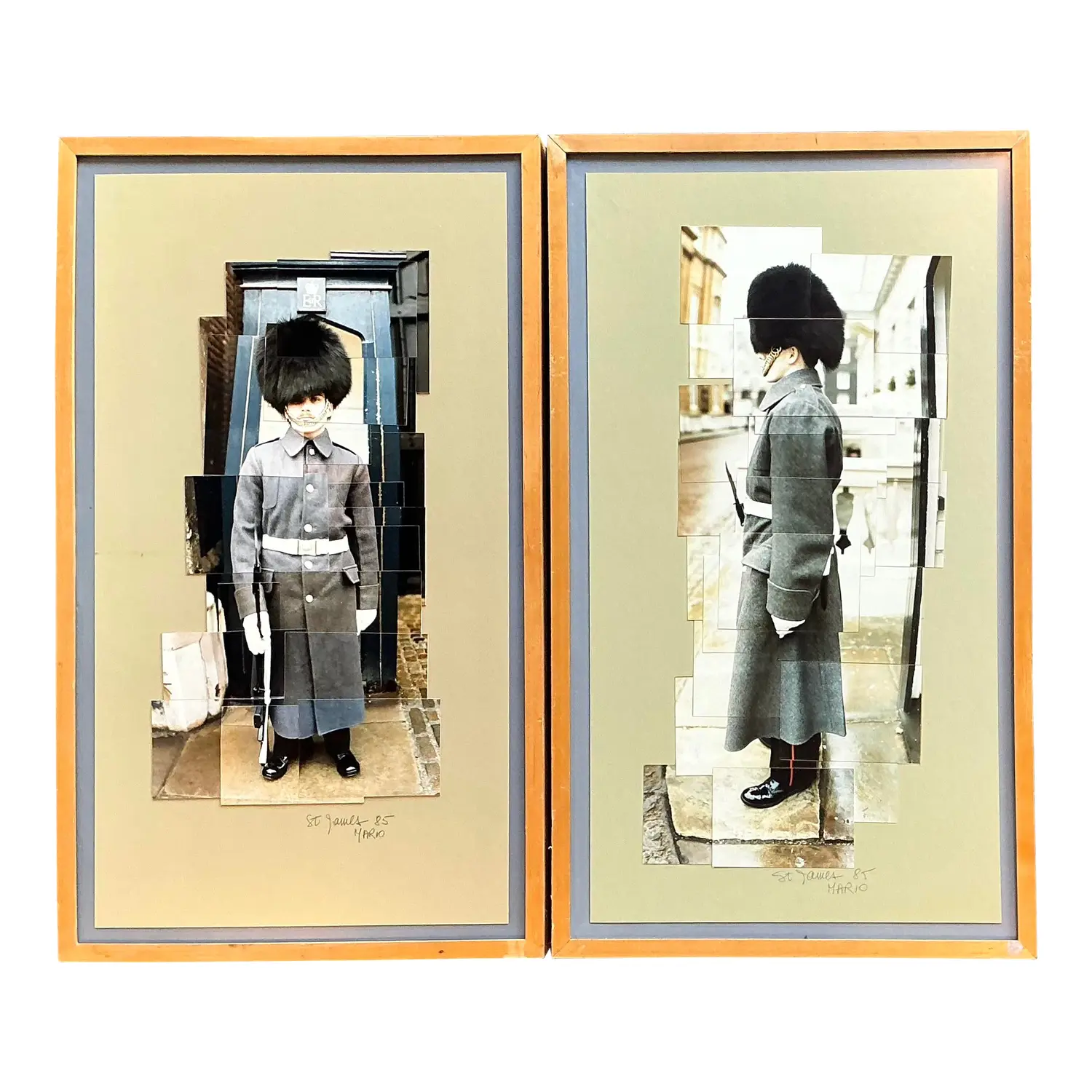 Vintage Original 1980s Collage on Paper - Set of 2