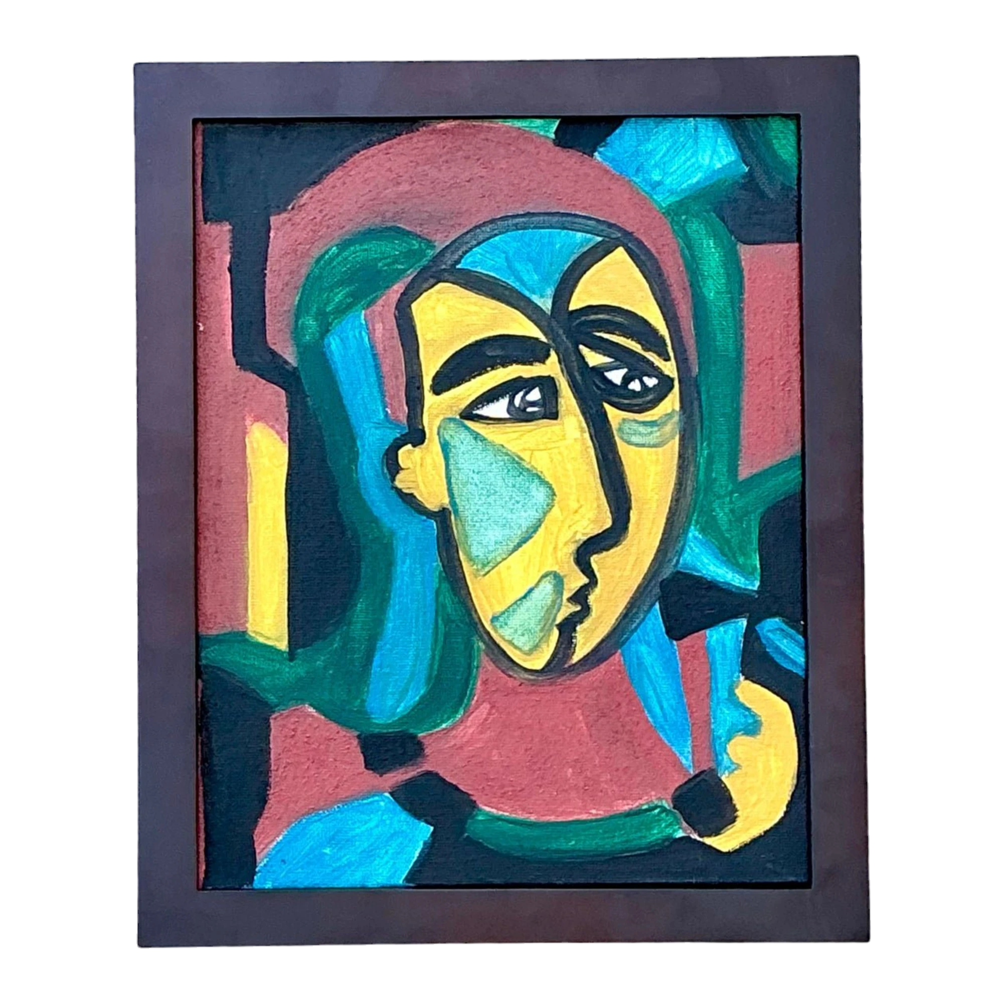 Vintage Original Abstract Figurative Oil on Canvas - Canvas, 9.25W x 11.25H