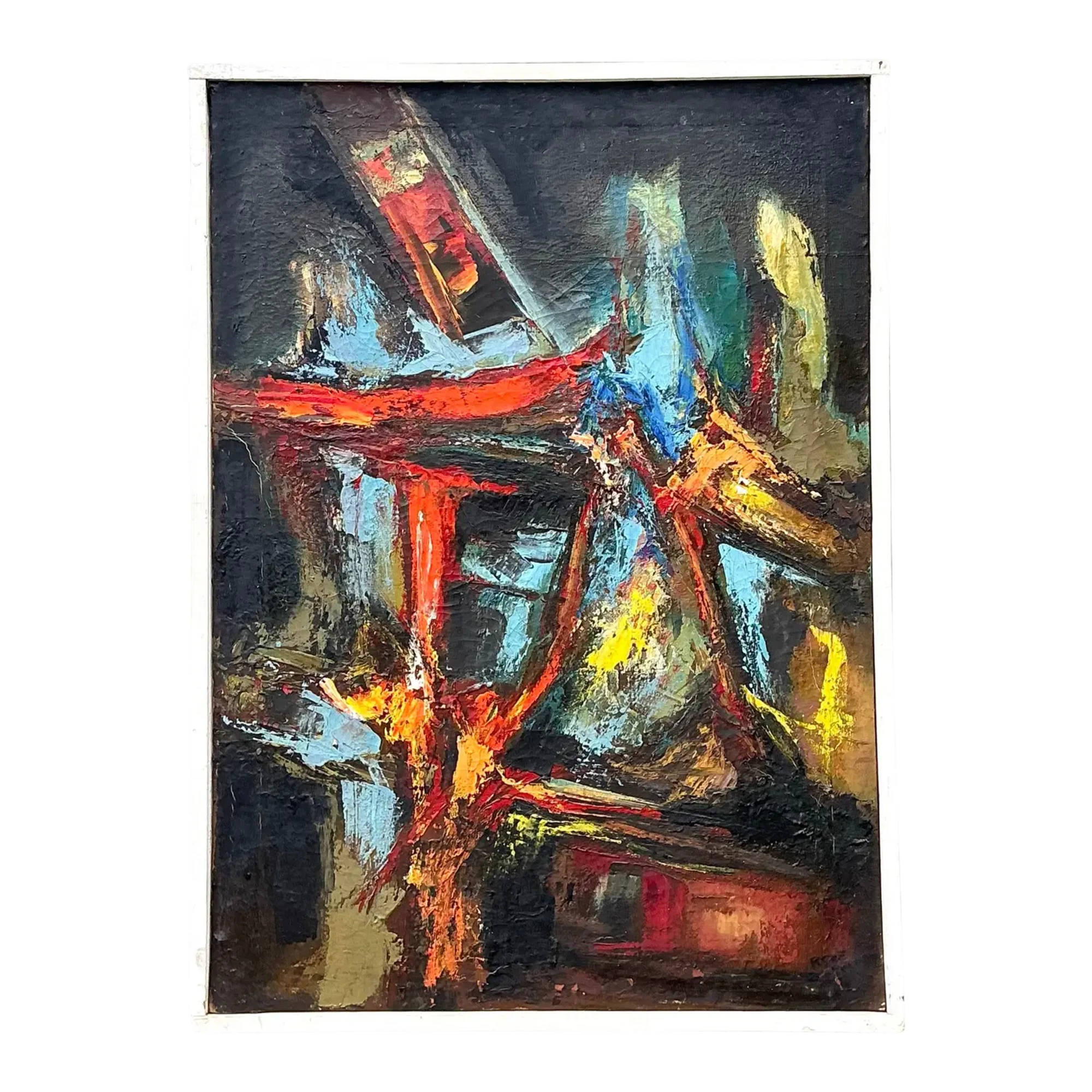 Vintage Original Abstract Oil on Canvas - Canvas, 21W x 28.75H