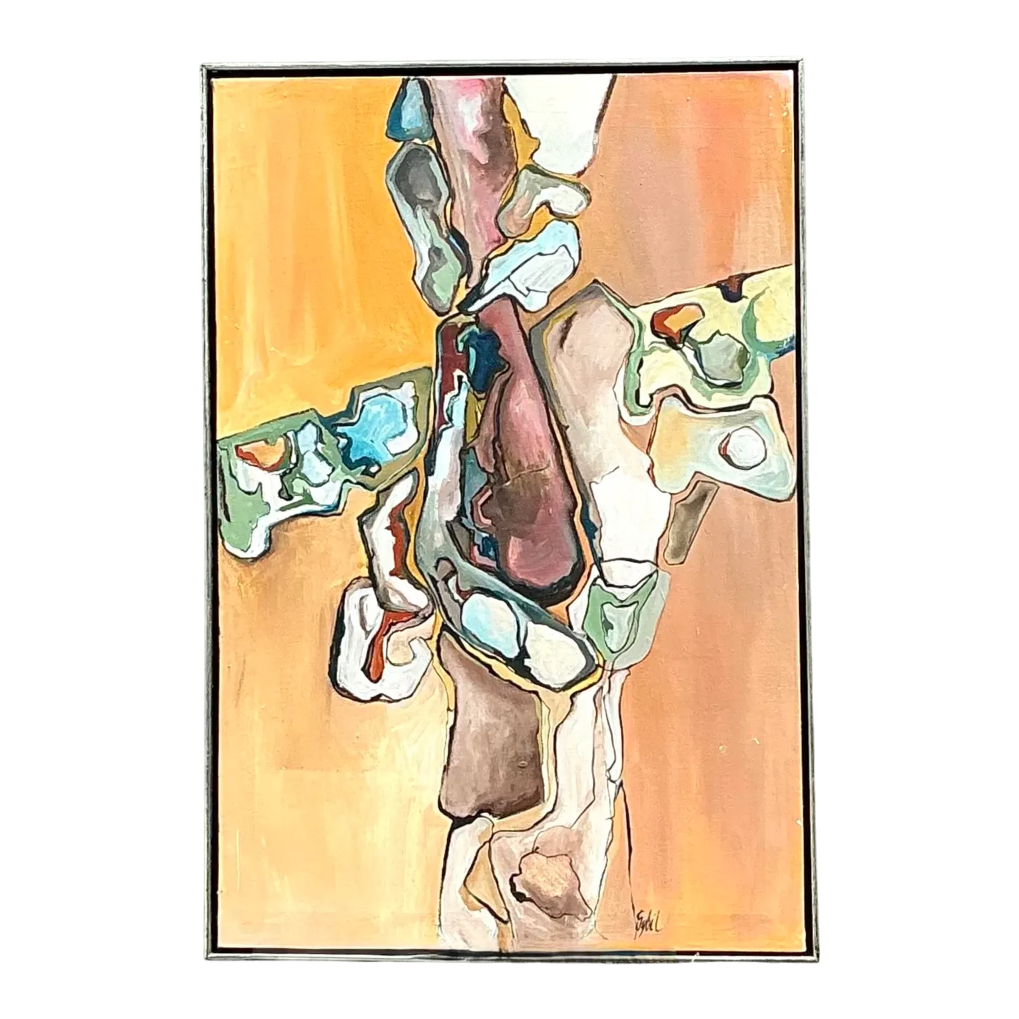 Vintage Original Abstract Oil on Canvas - Canvas, 24.75W x 36.5H