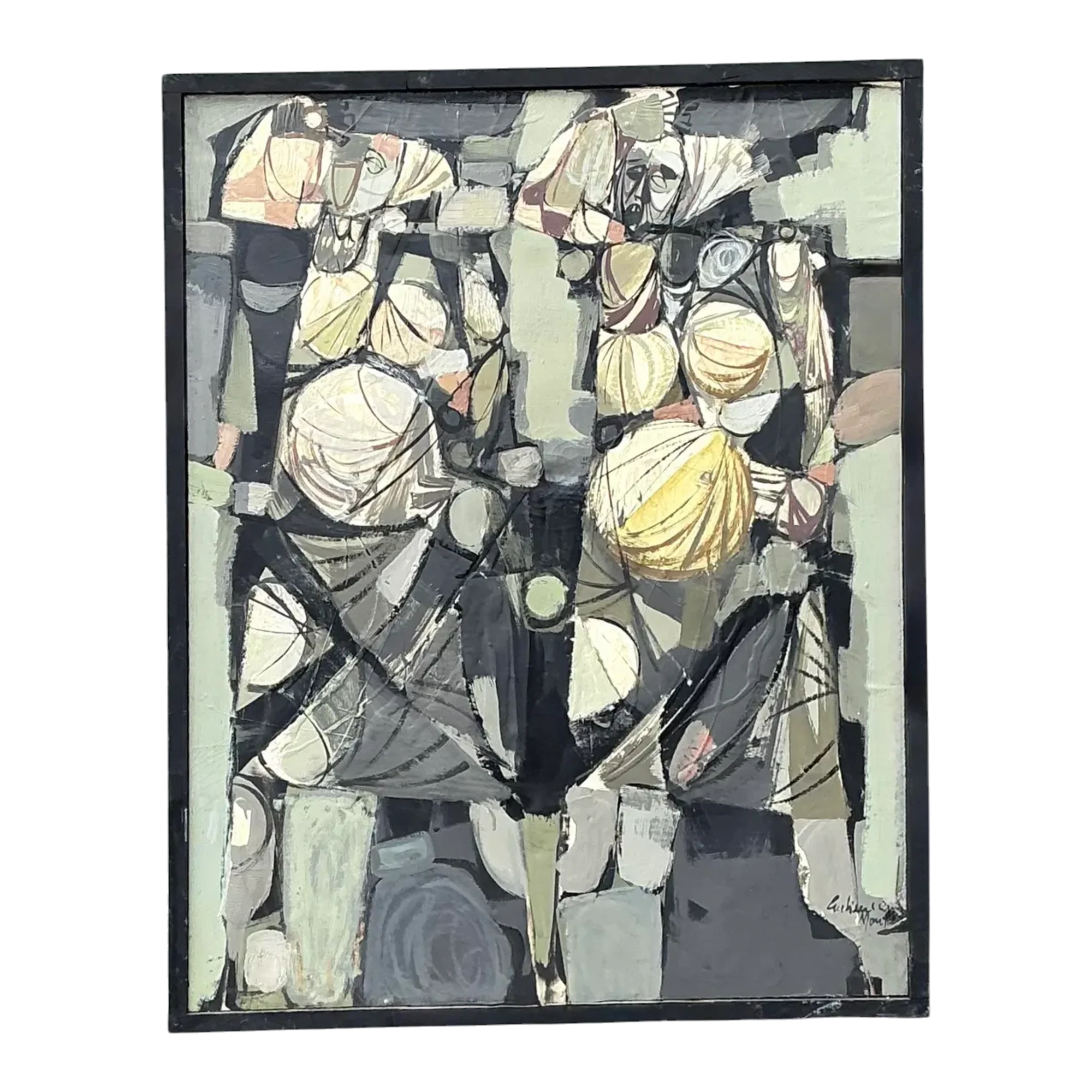 Vintage Original Abstract Oil on Canvas - Canvas, 30.75W x 38.75H