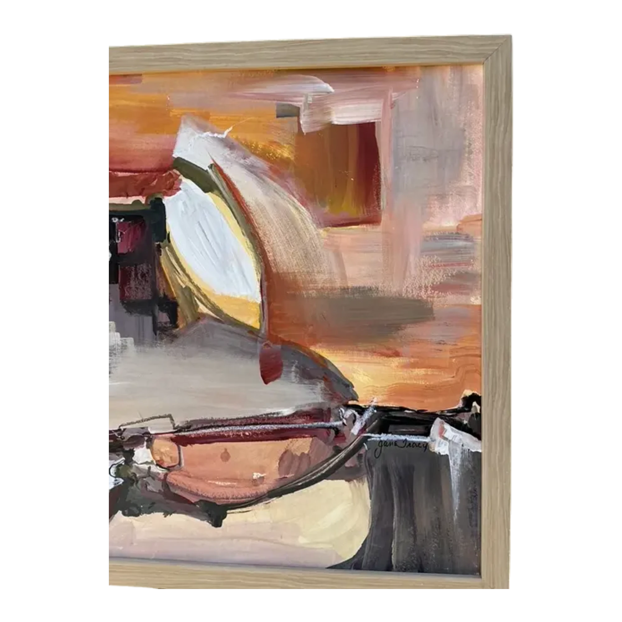 Vintage Original Abstract Oil on Canvas - Canvas, 31.5W x 21.5H