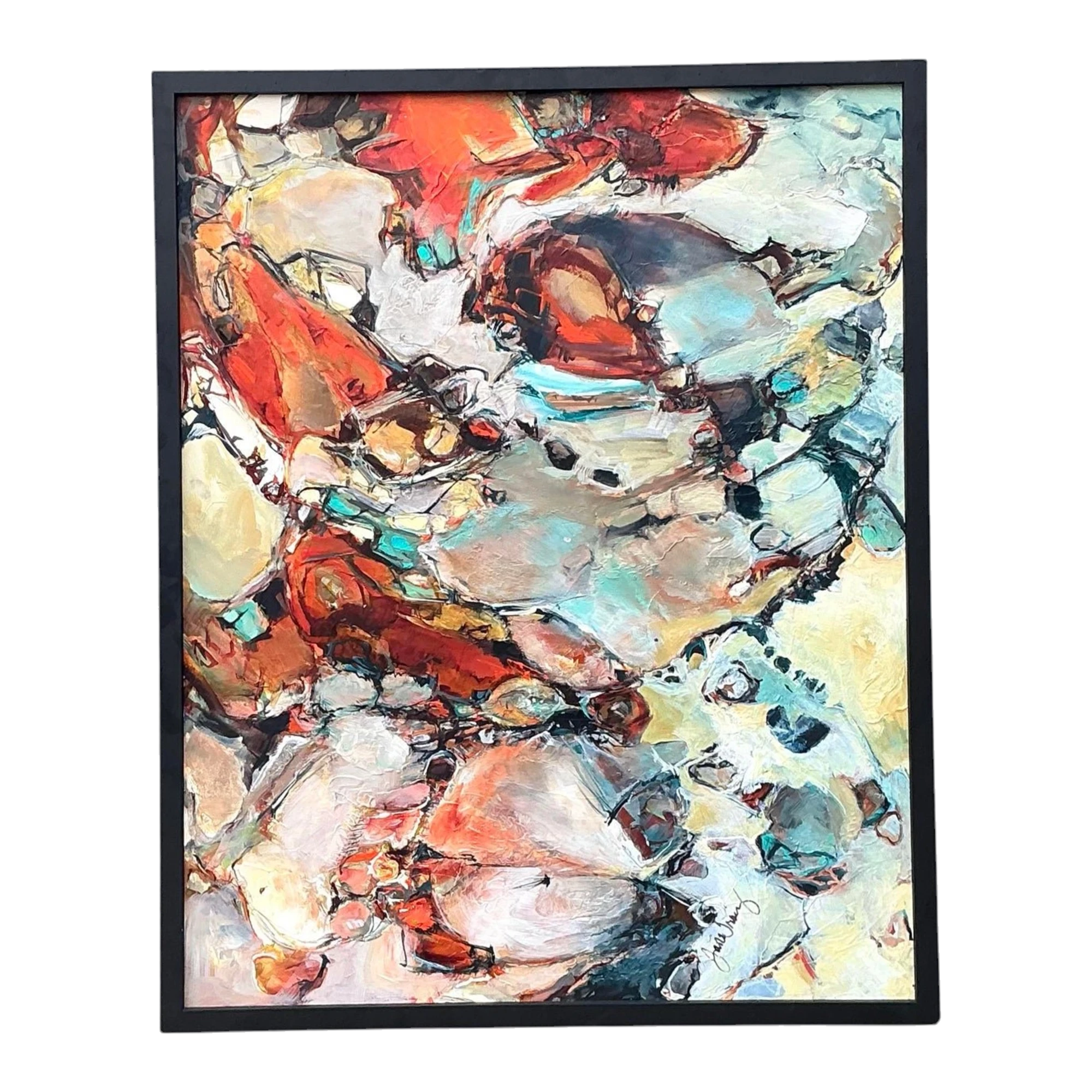 Vintage Original Abstract Oil Painting on Board - Wood, 33.5W x 41.5H