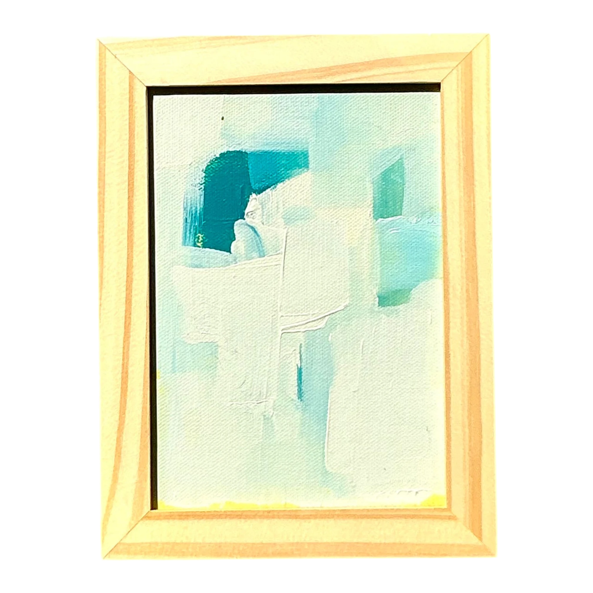 Vintage Original Abstract Oil Painting on Canvas - Wood, 8.25W x 6.25H