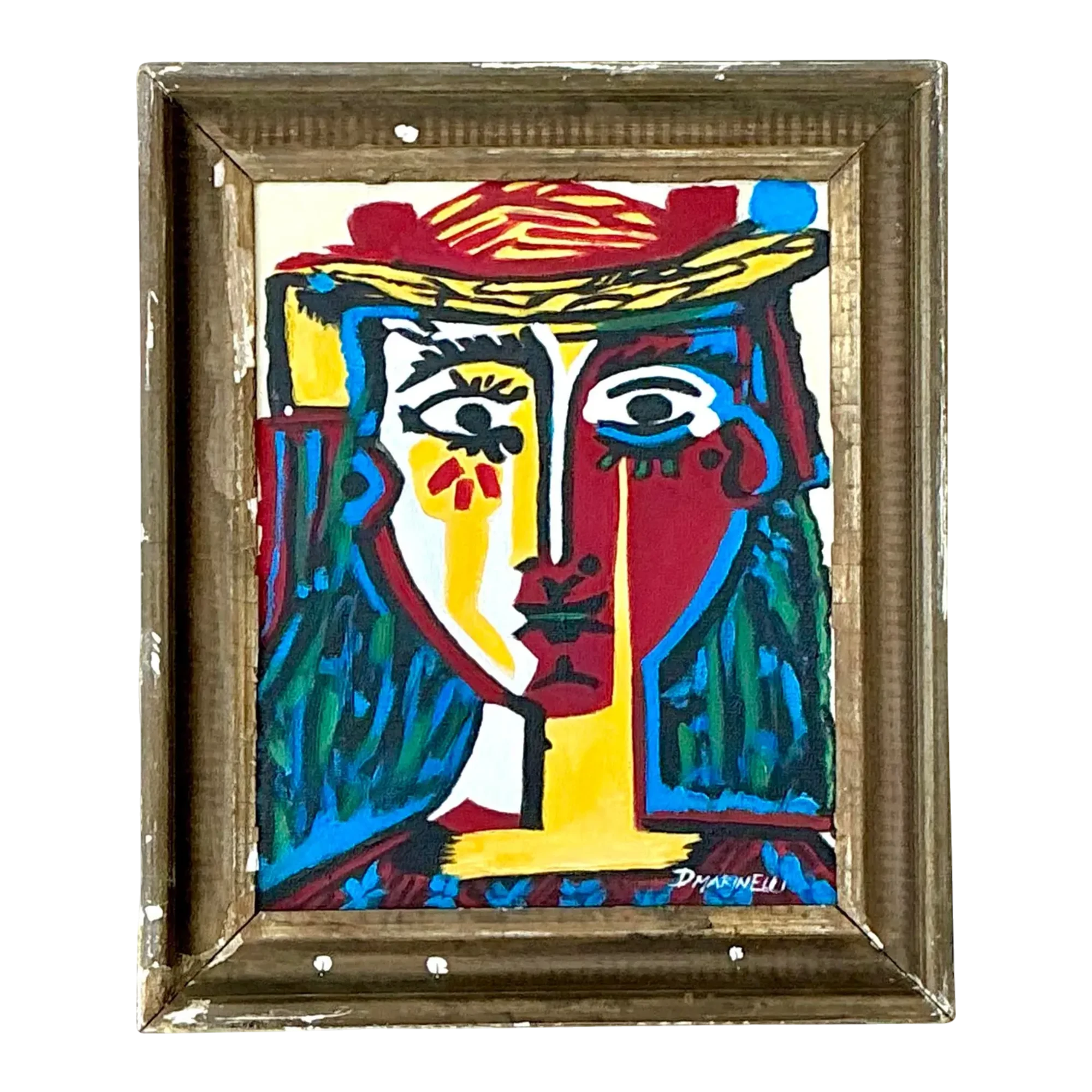 Vintage Original Homage to Picasso Oil on Canvas