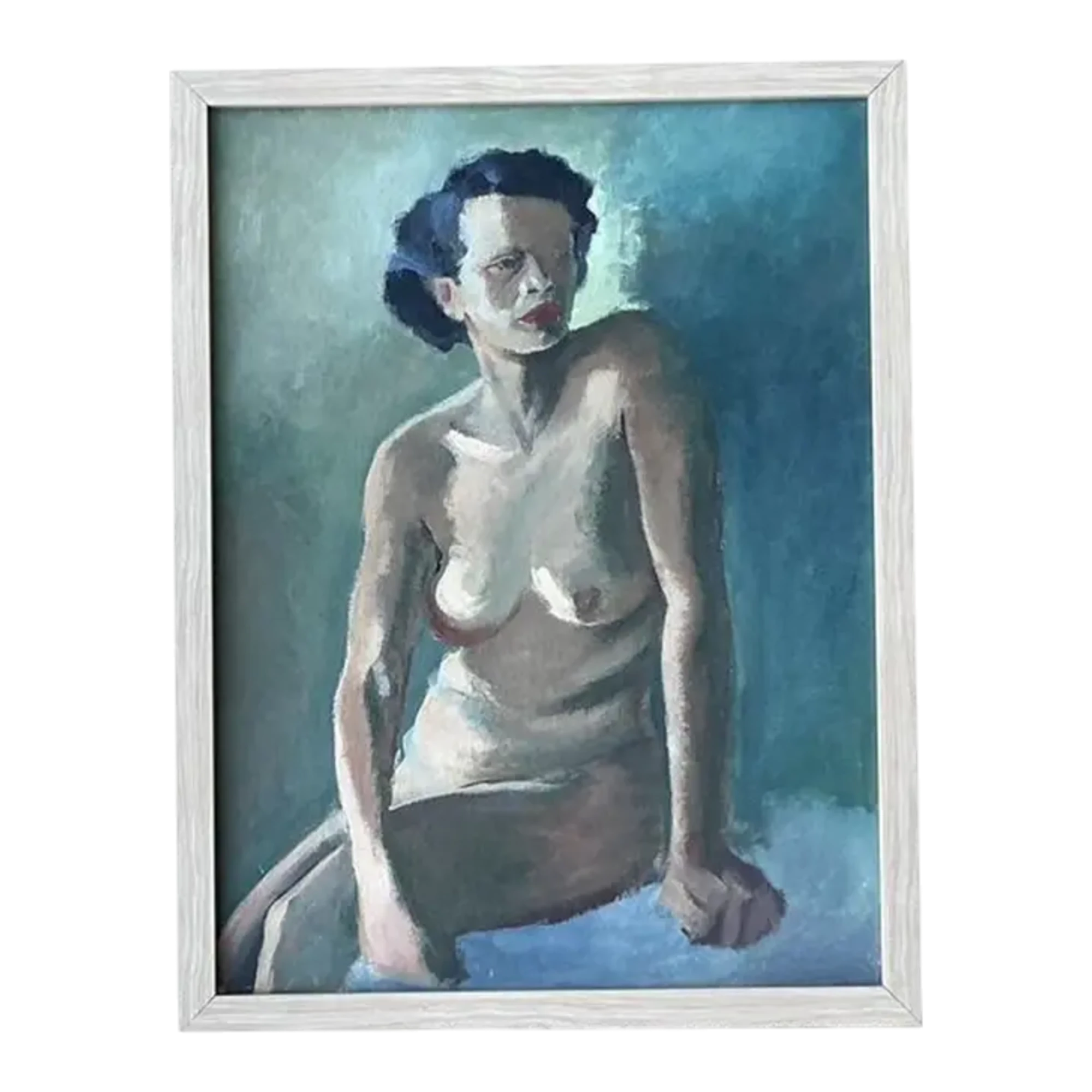 Vintage Original Nude Portrait Oil in Canvas