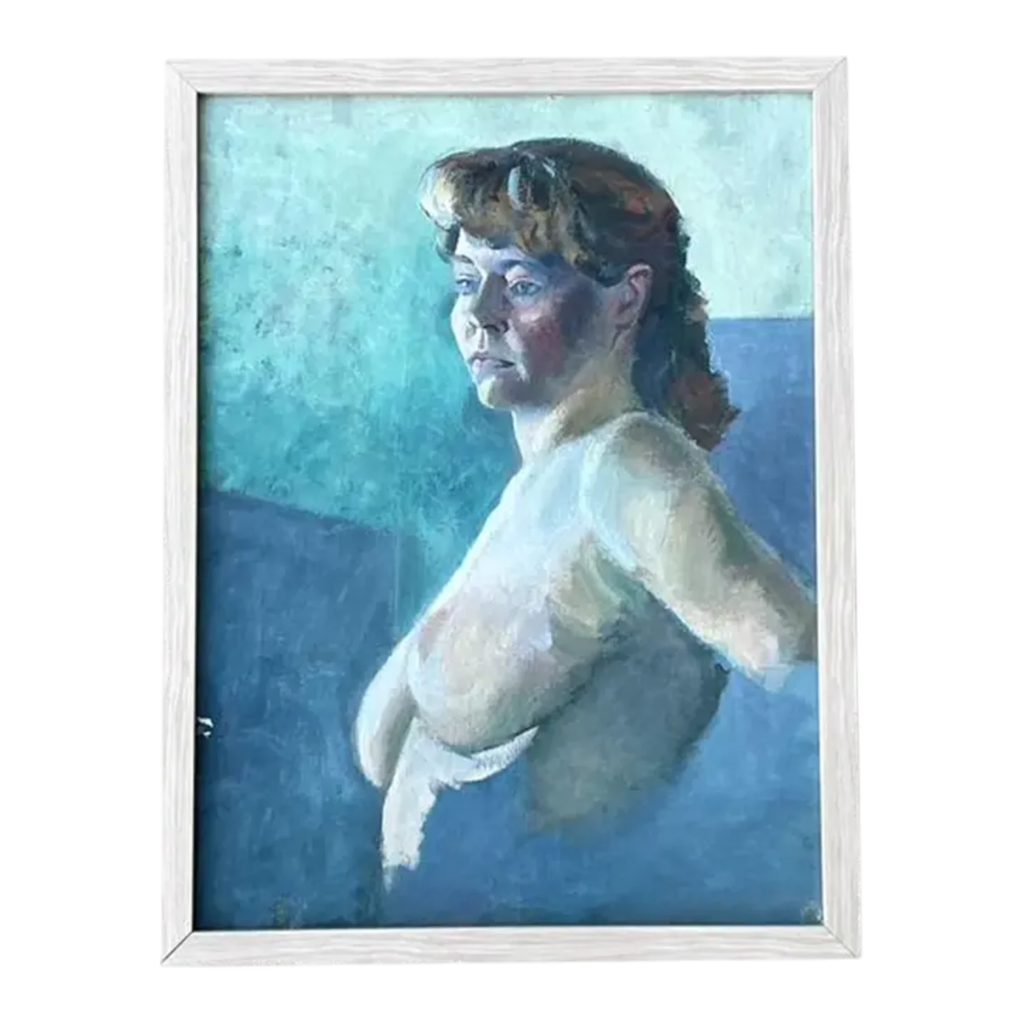 Vintage Original Nude Portrait Oil on Canvas
