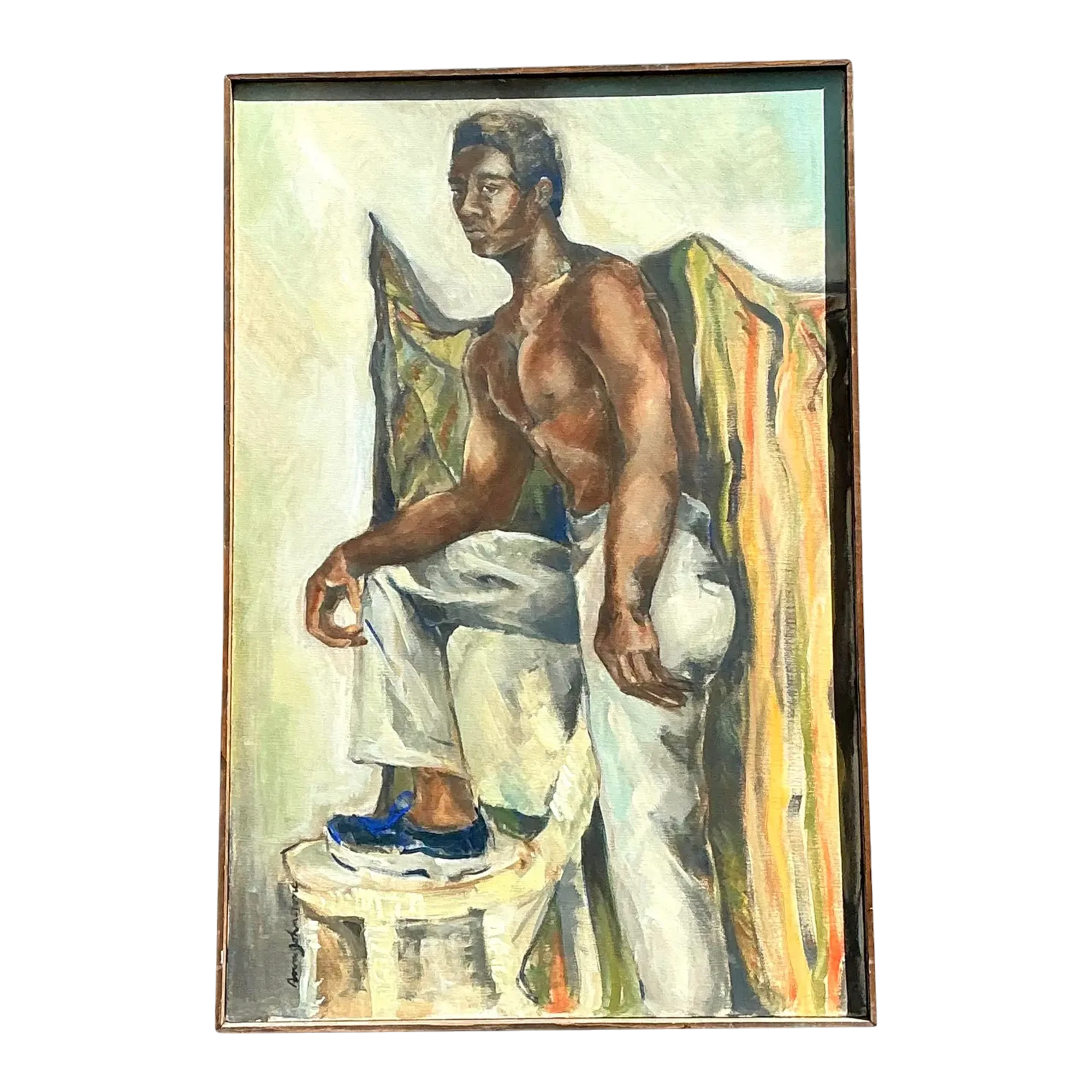 Vintage Original Oil Figural on Canvas