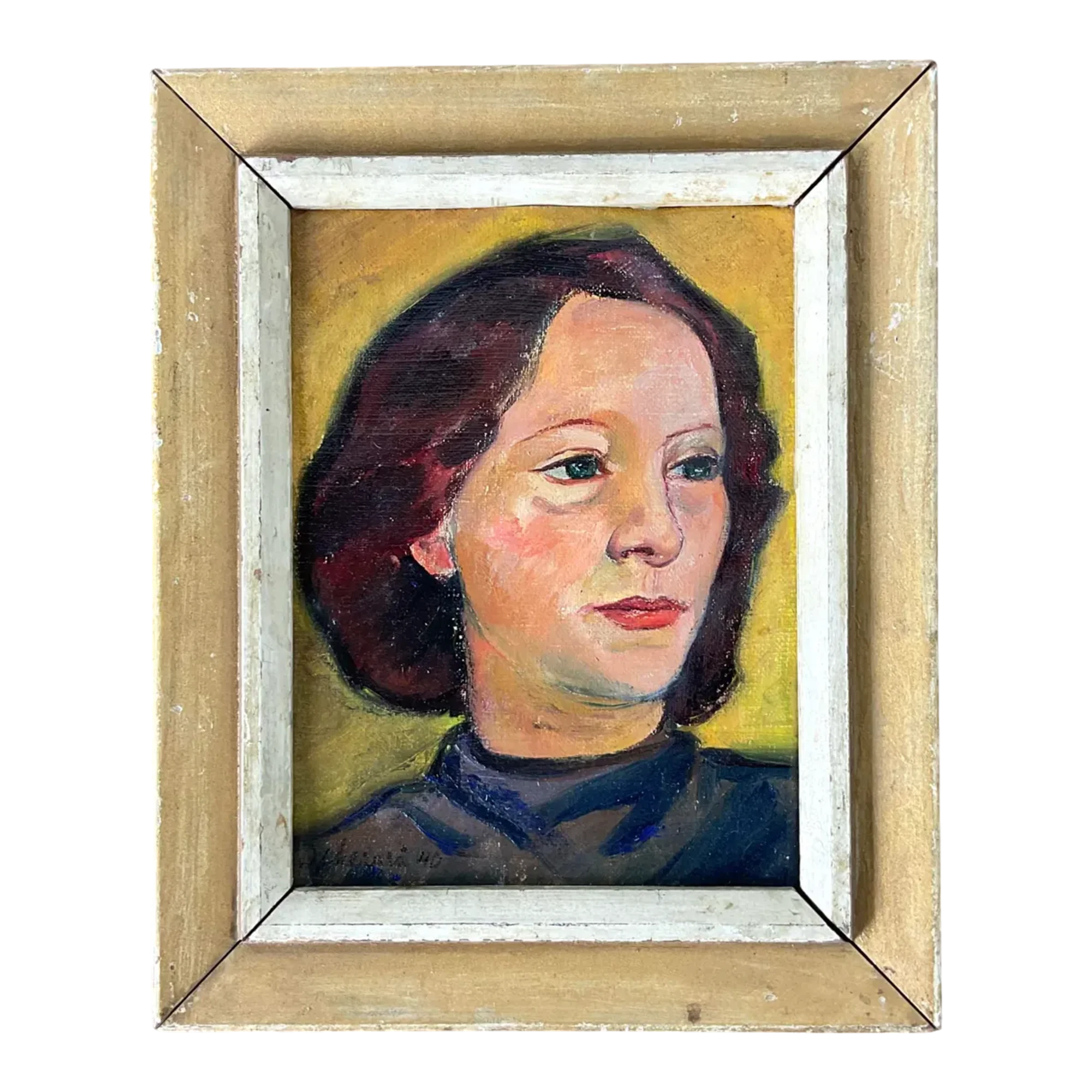 Vintage Original Oil Portrait on Canvas - Canvas, 8.5W x 10.5H