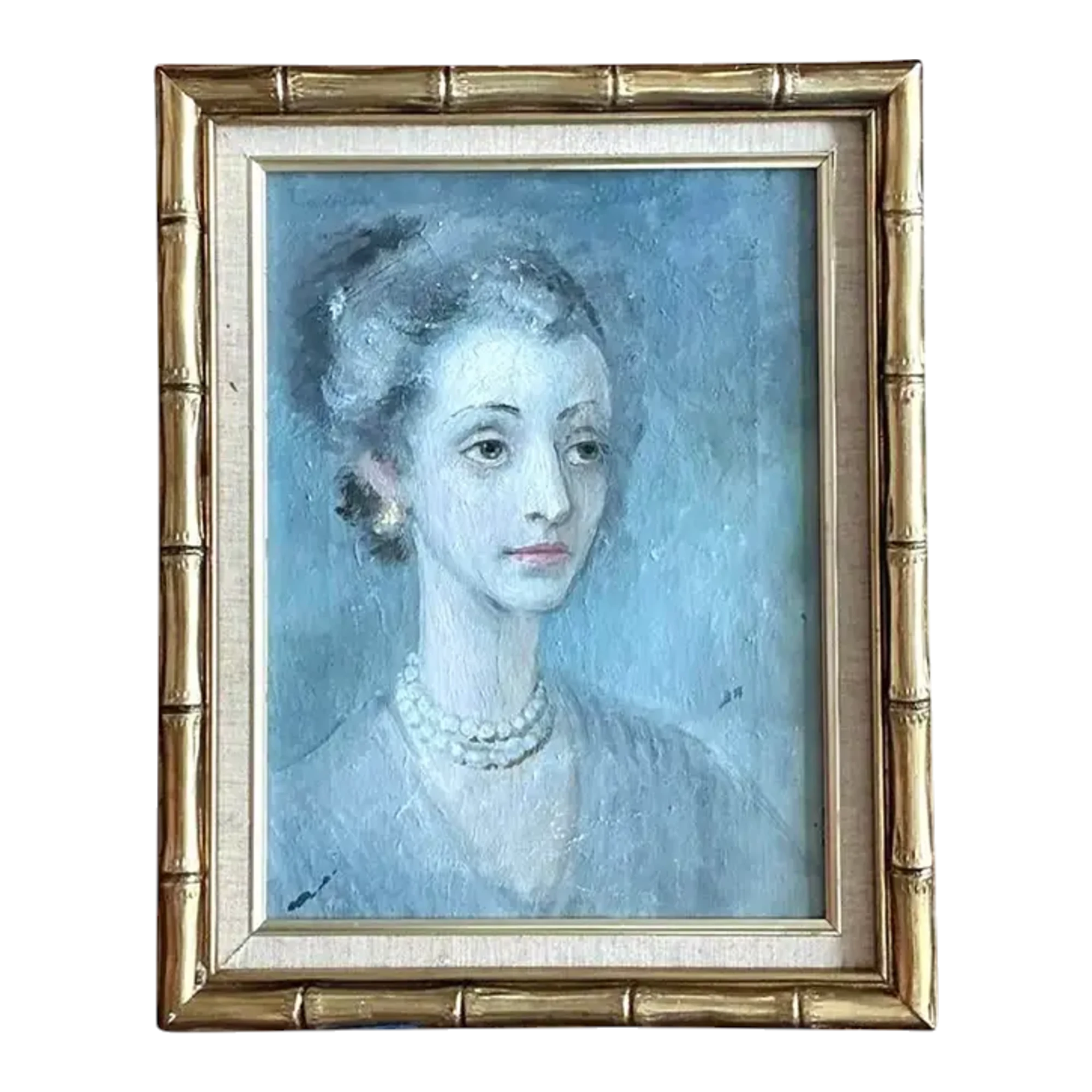 Vintage Original Portrait of Woman on Canvas