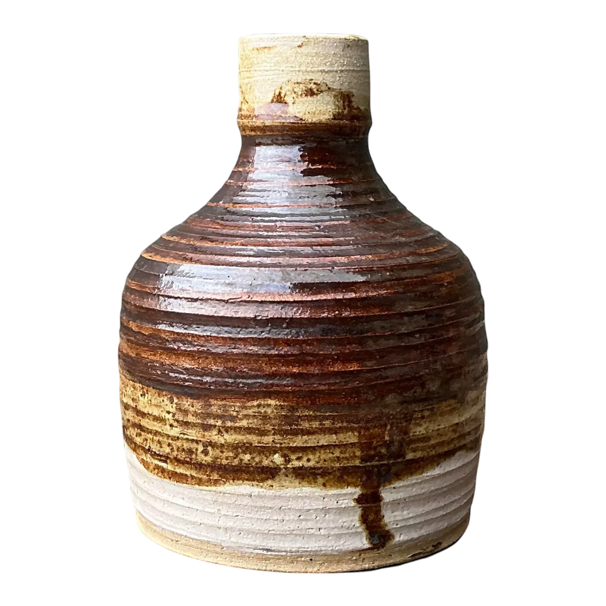 Vintage Original Striped Studio Pottery Vase