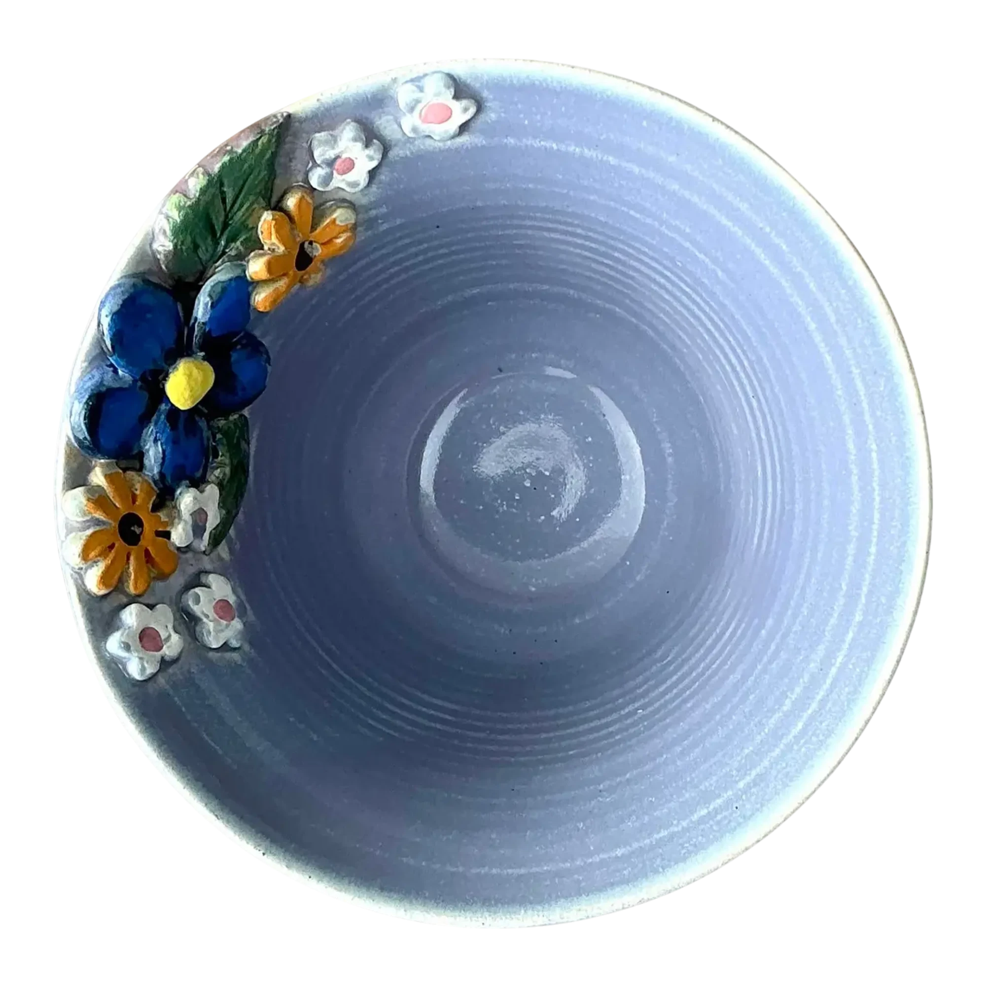 Vintage Original Studio Pottery Double Flower Bowl