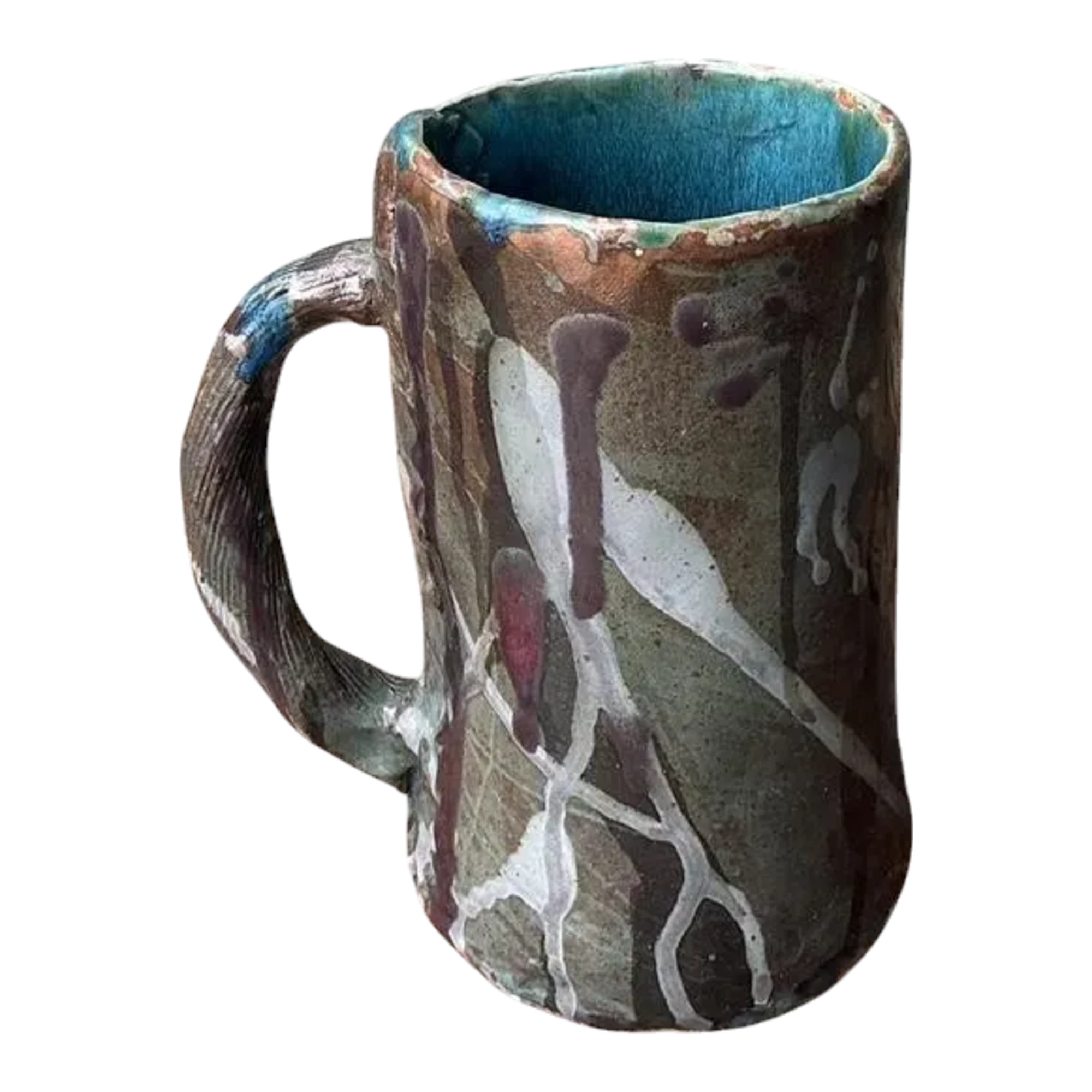 Vintage Original Studio Pottery Drip Glaze Vase - Pottery, 7.5W x 8.25H