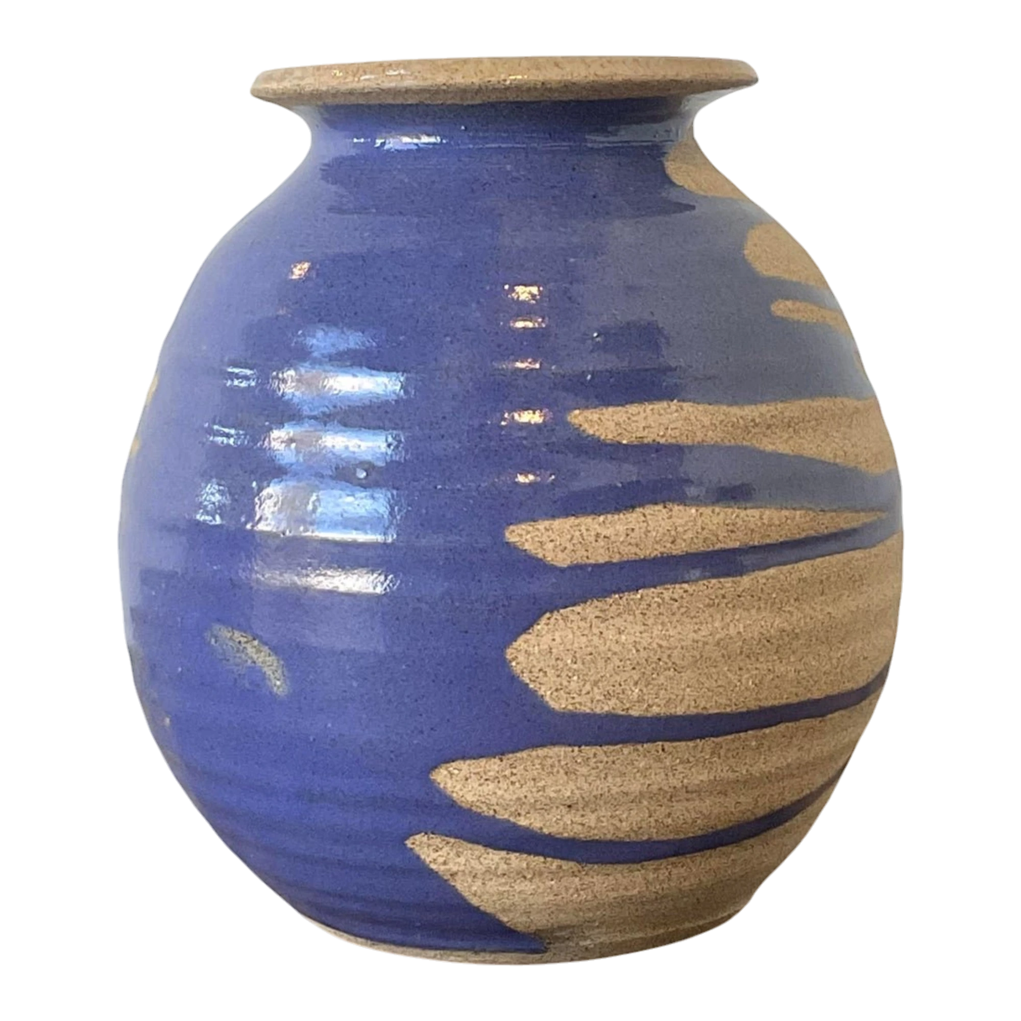 Vintage Original Studio Pottery Drip Glaze Vase - Stoneware, 4W x 5.5H