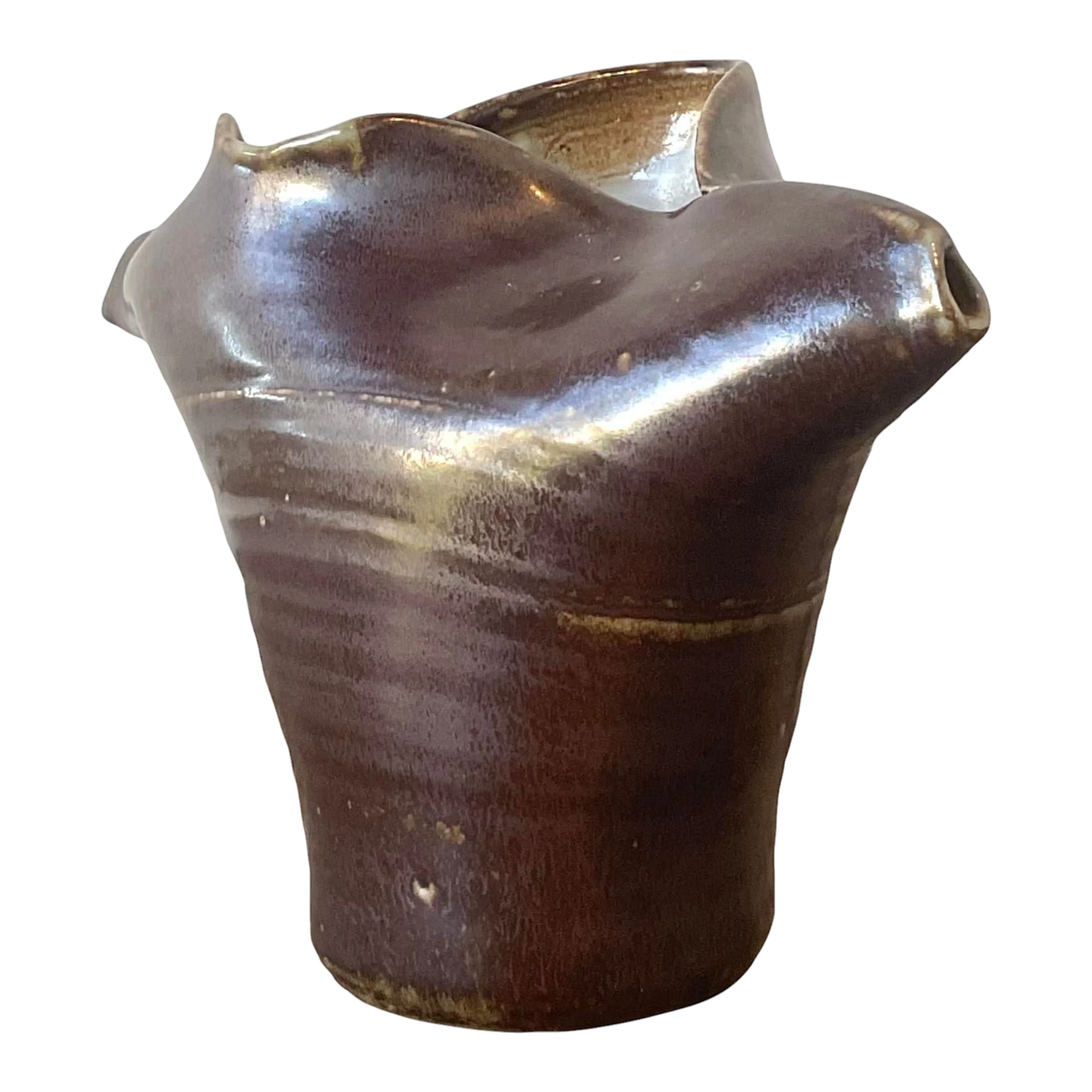 Vintage Original Studio Pottery Fold Vase