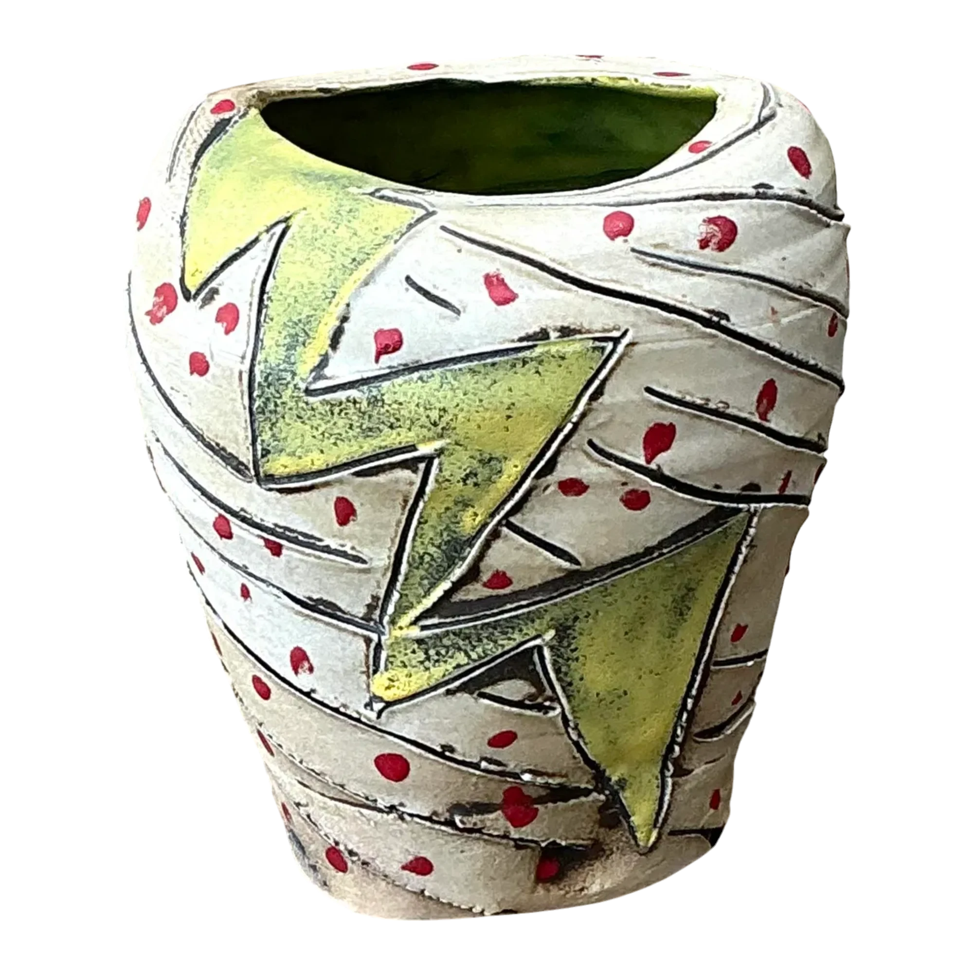 Vintage Original Studio Pottery Lightning Bolt Vase