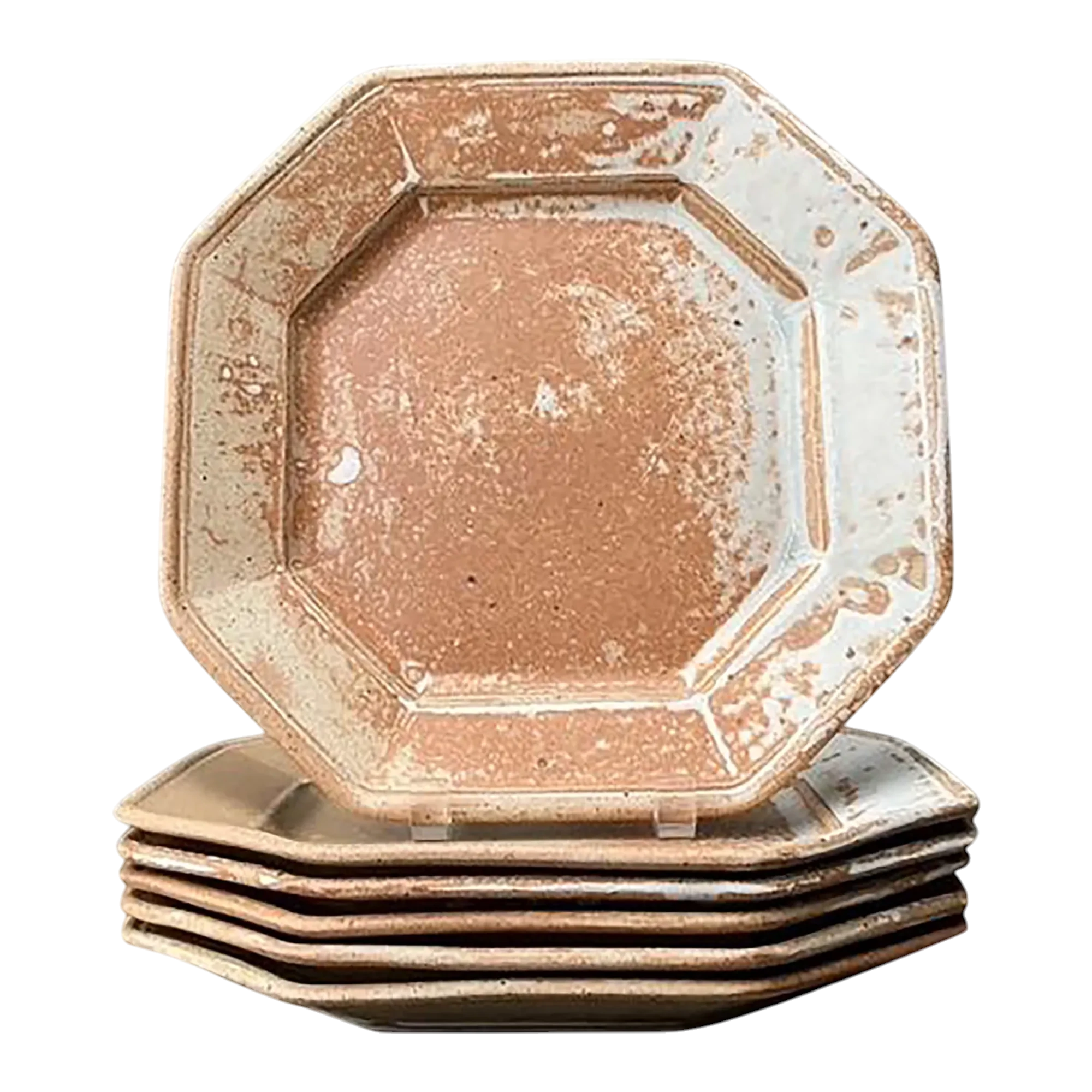 Vintage Original Studio Pottery Octagon Dinner Plates - Set of 6 — additional photo 1