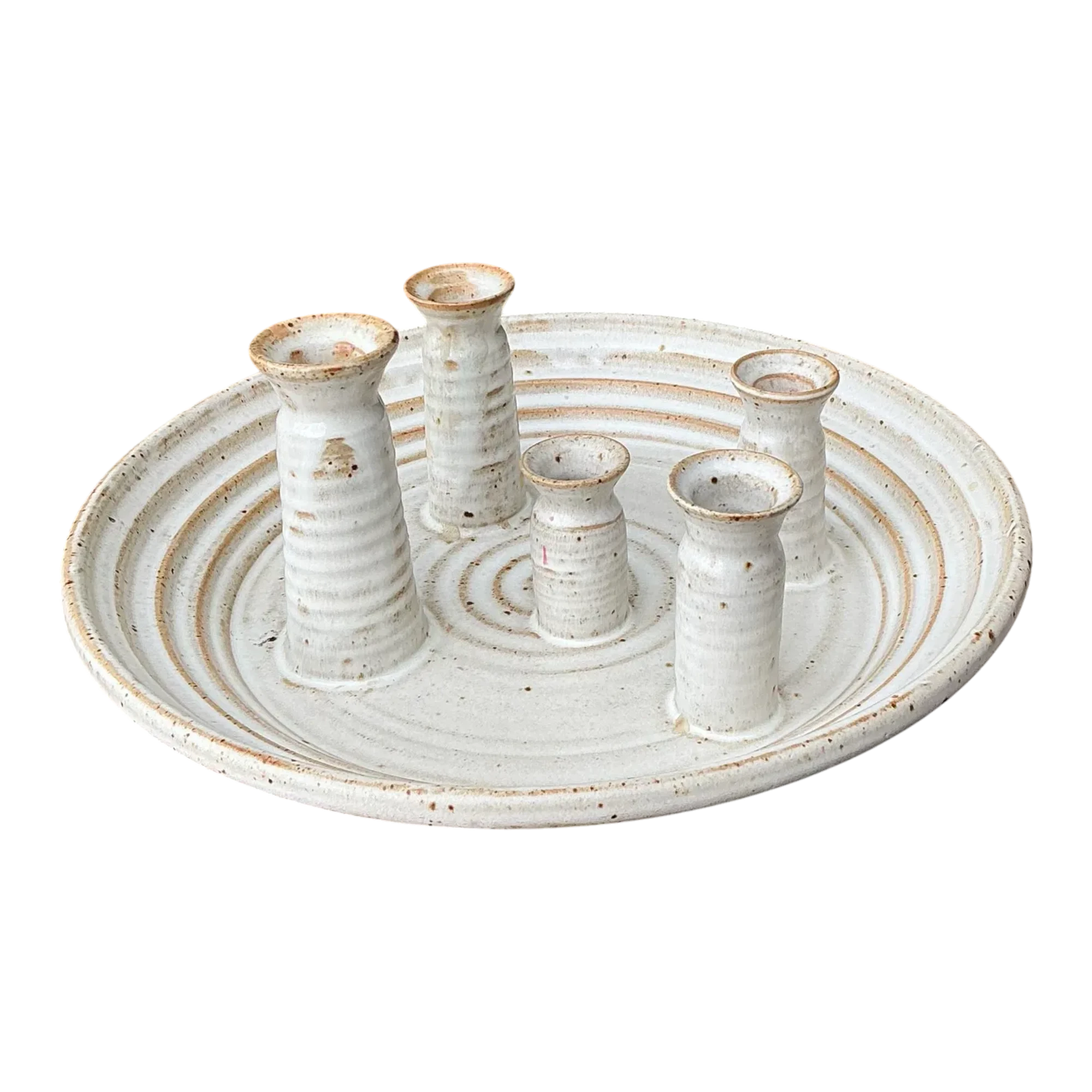 Vintage Original Studio Pottery Platter With Vases