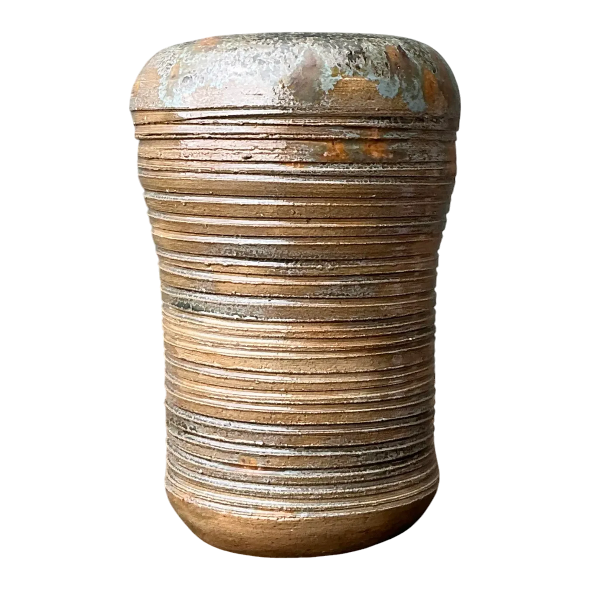 Vintage Original Studio Pottery Ribbed Vase - Pottery, 4.75W x 7.25H