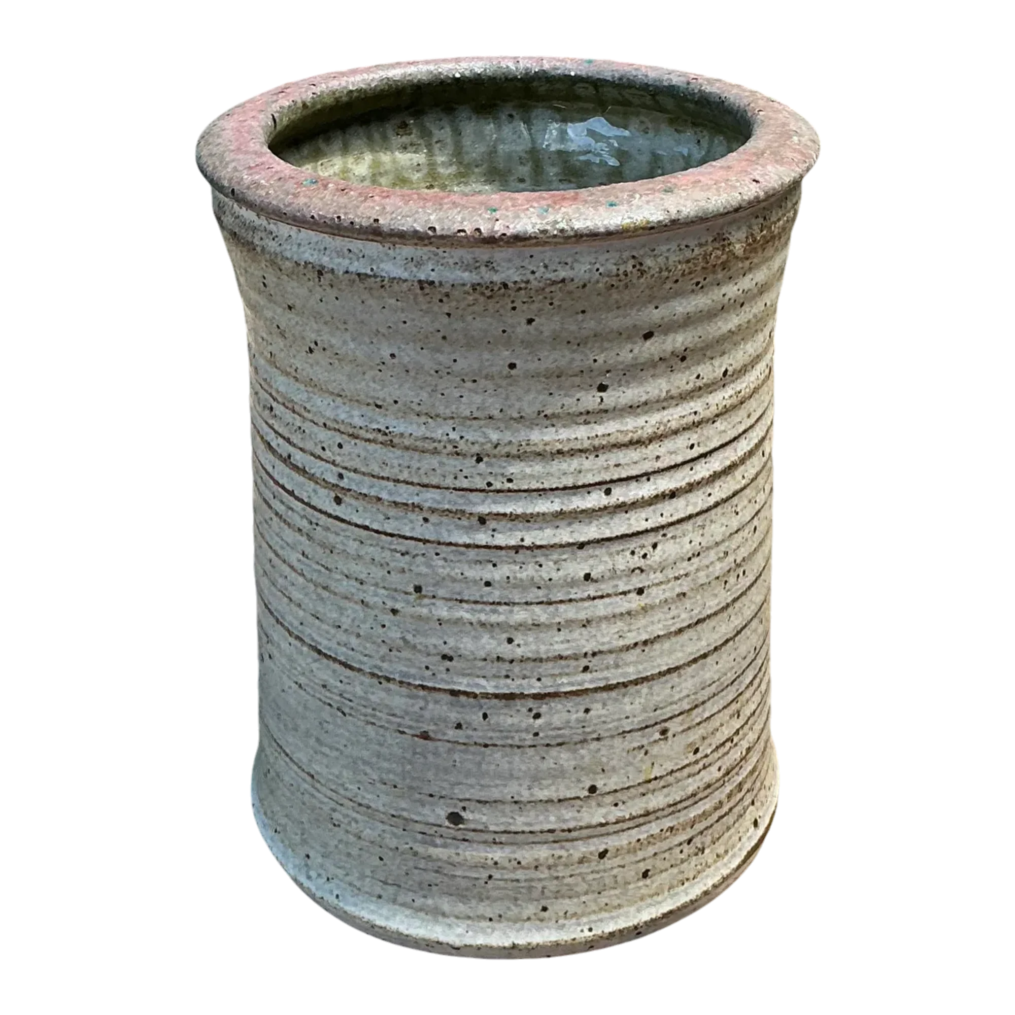 Vintage Original Studio Pottery Ribbed Vase - Pottery, 6.75W x 8.5H
