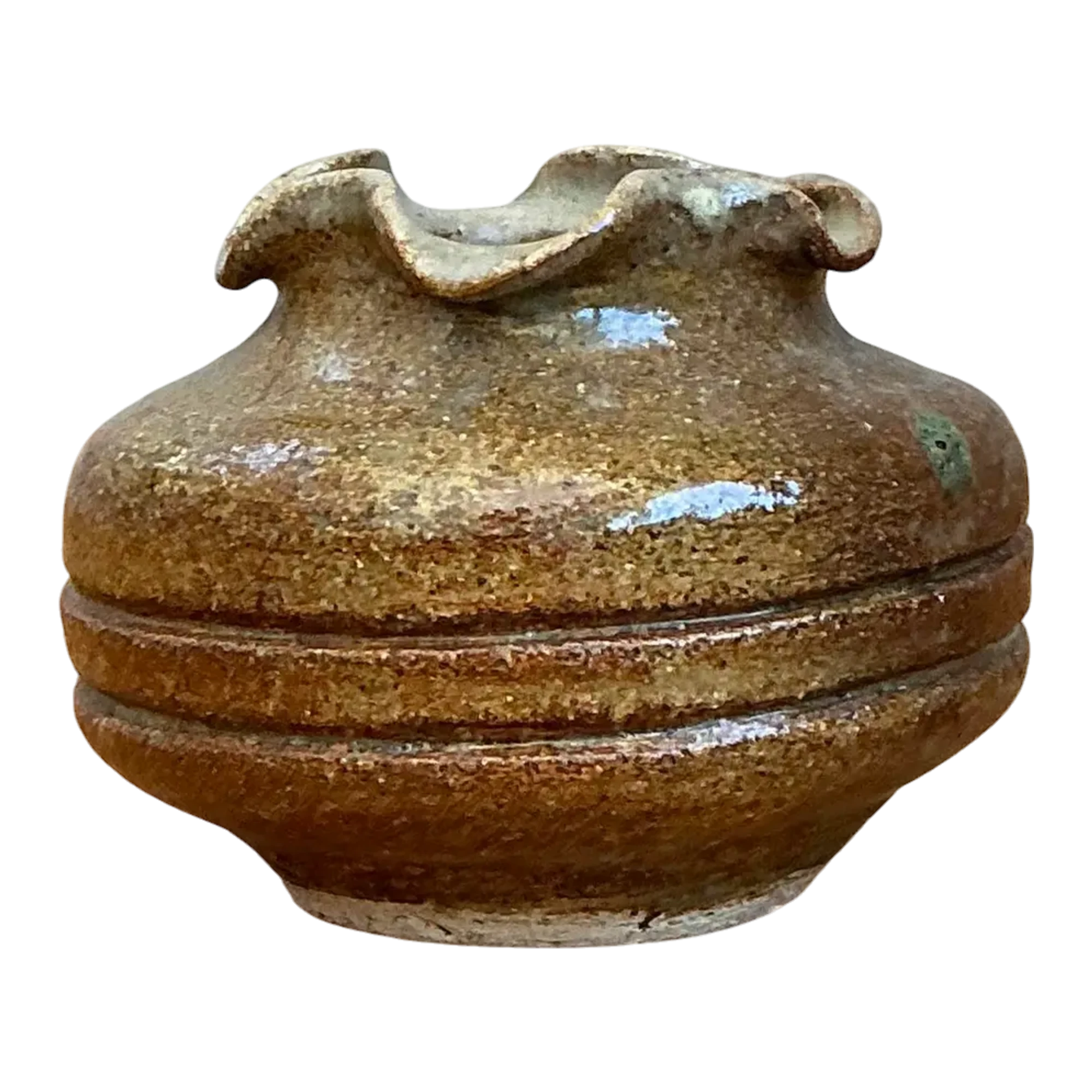 Vintage Original Studio Pottery Ruffle Vase - Pottery, 4W x 3H