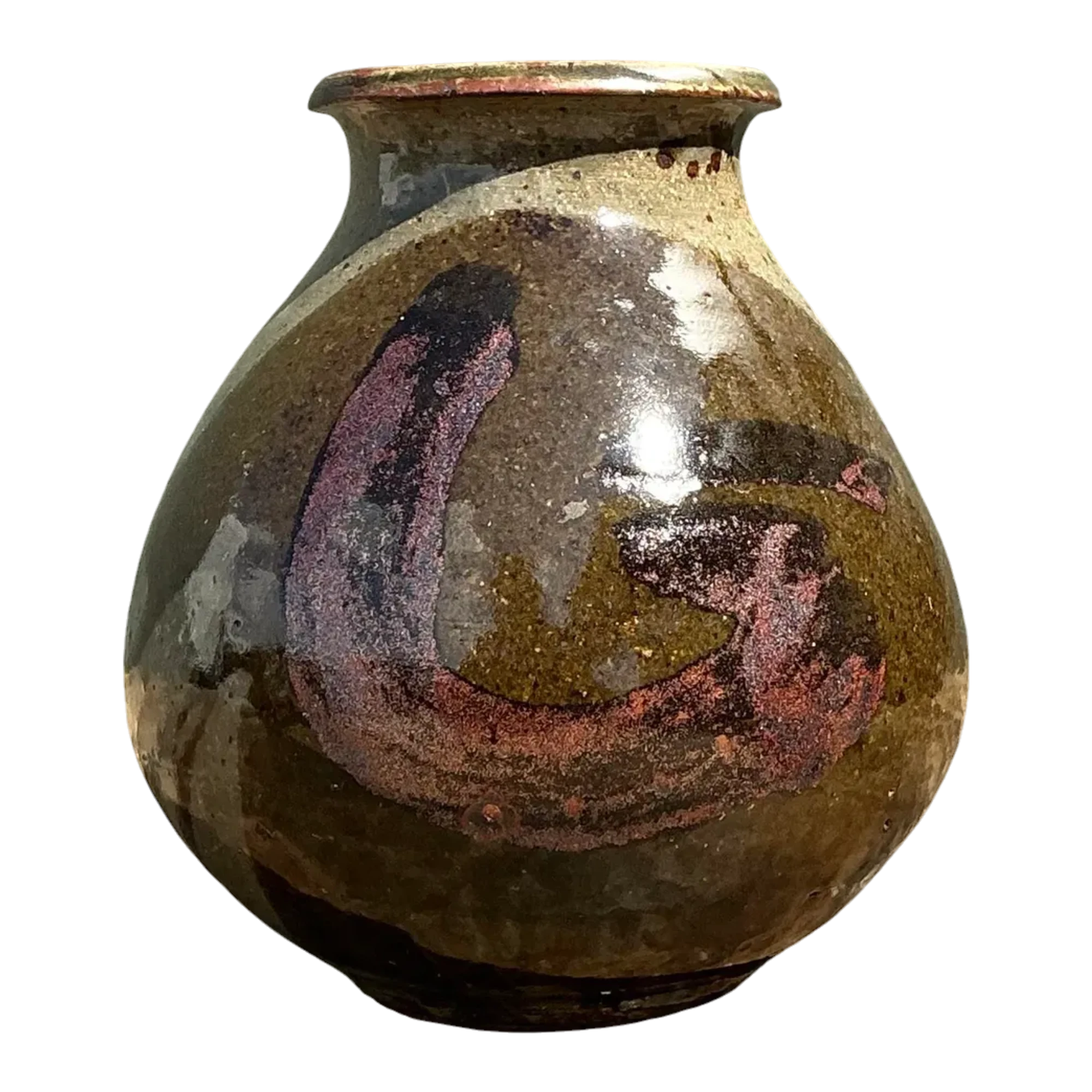 Vintage Original Studio Pottery Swirl Vase - Pottery, 5.25W x 6H