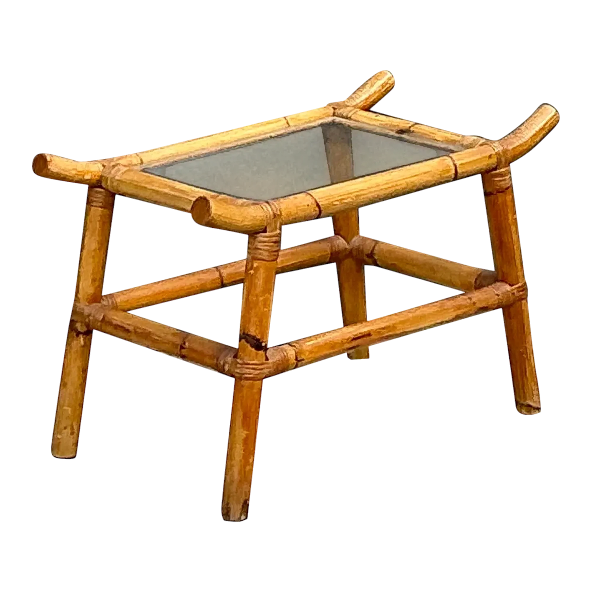 Vintage Pagoda Rattan Low Drinks Table