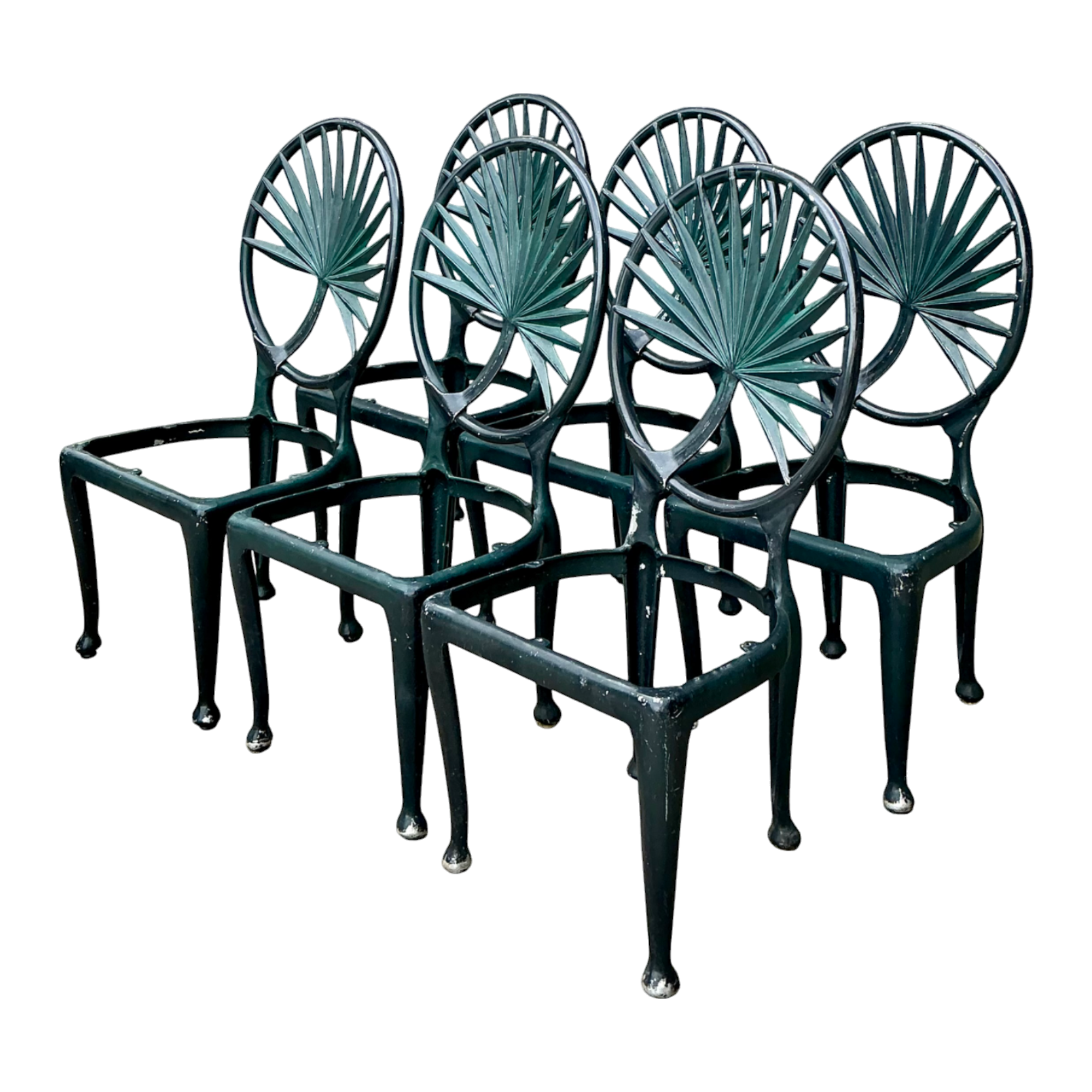 Vintage Palm Frond Outdoor Dining Chairs - Set Of 6