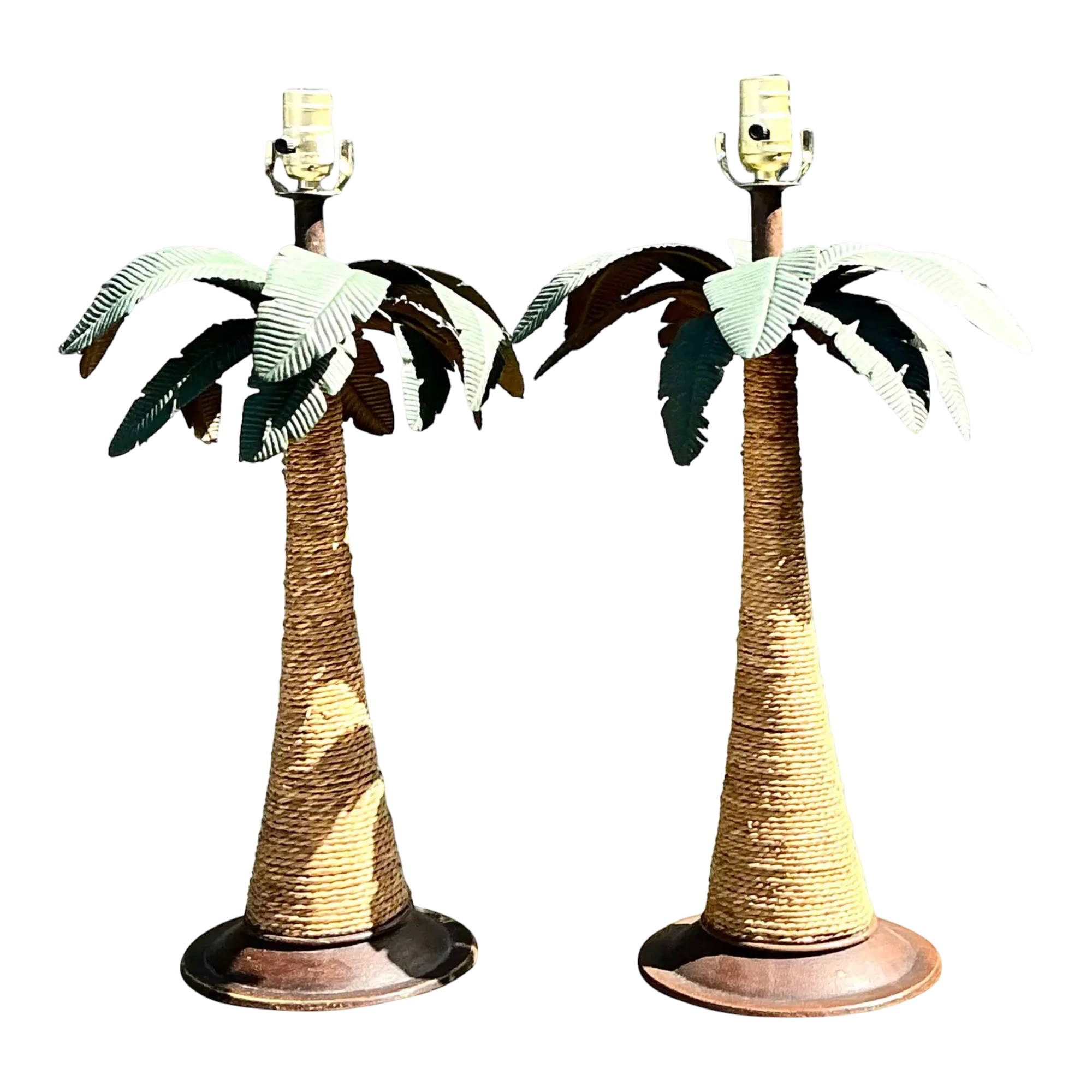 Vintage Palm Tree Lamps - A Pair