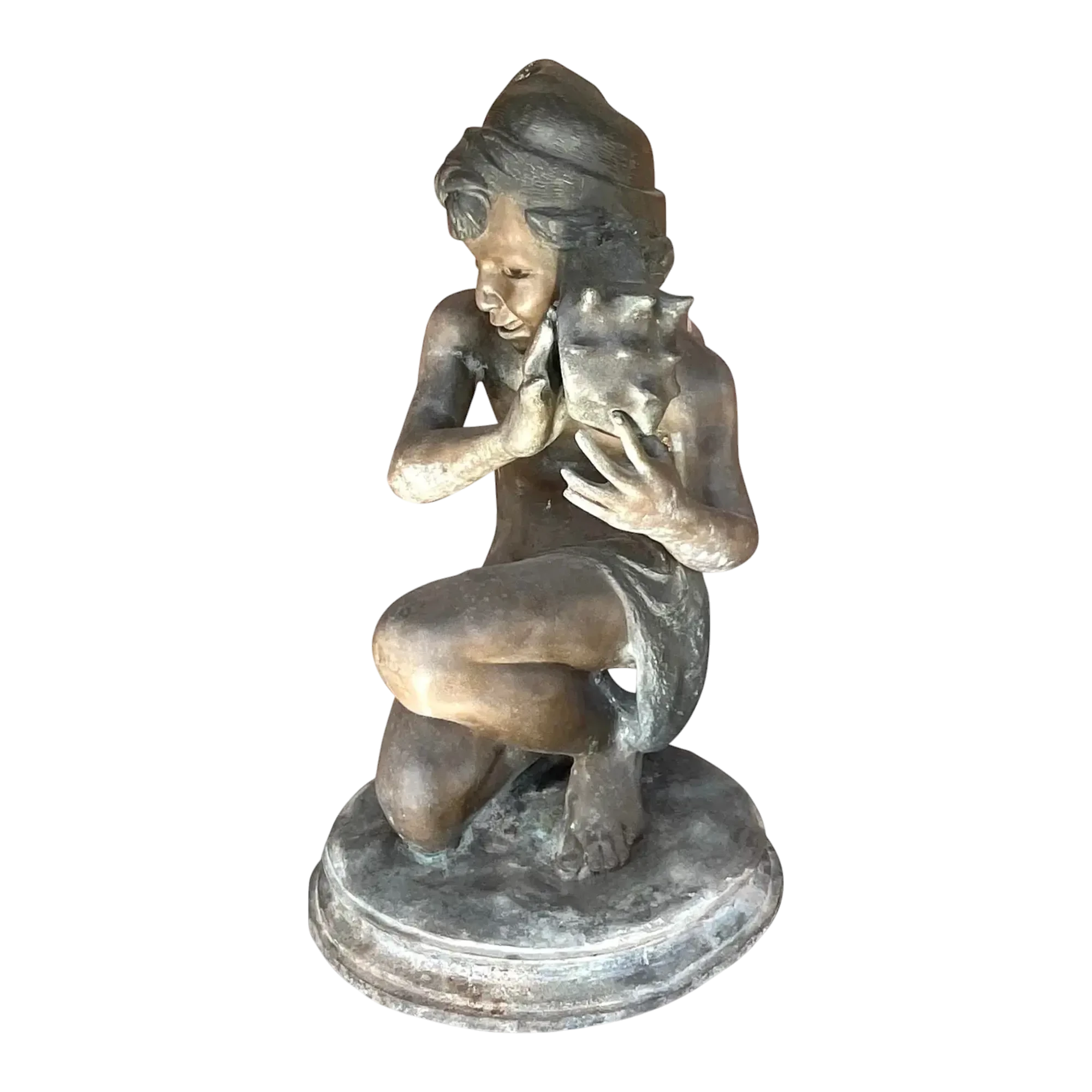 Vintage Patinated Bronze Jean-Baptiste Carpeau Sculpture