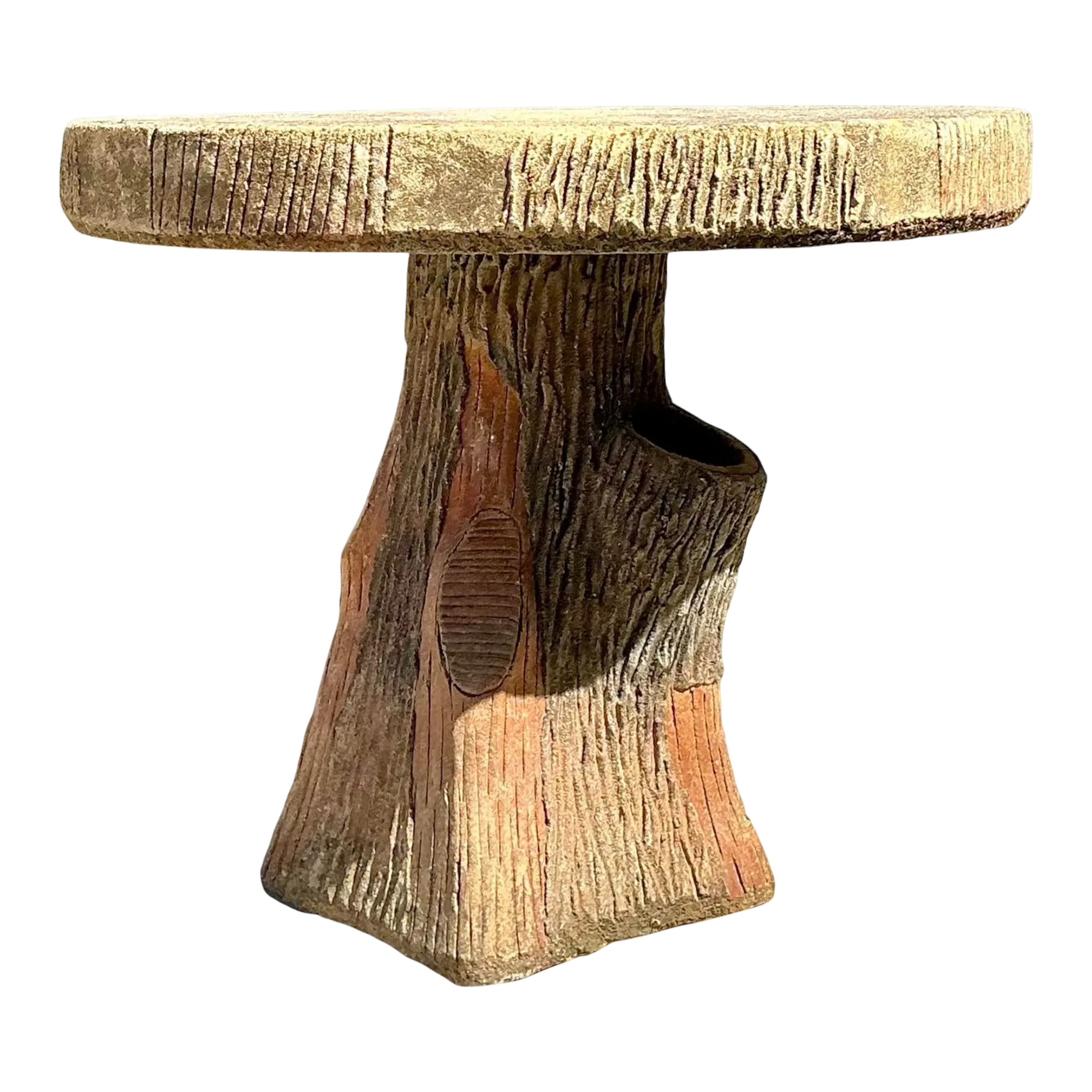 Vintage Patinated Faux Bois Concrete Table — additional photo 1