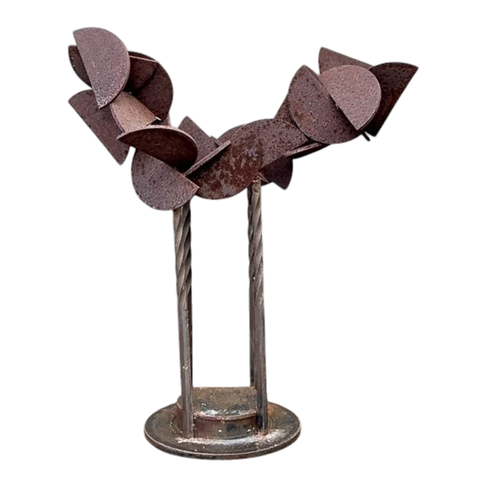 Vintage Patinated Geometric Abstract Sculpture
