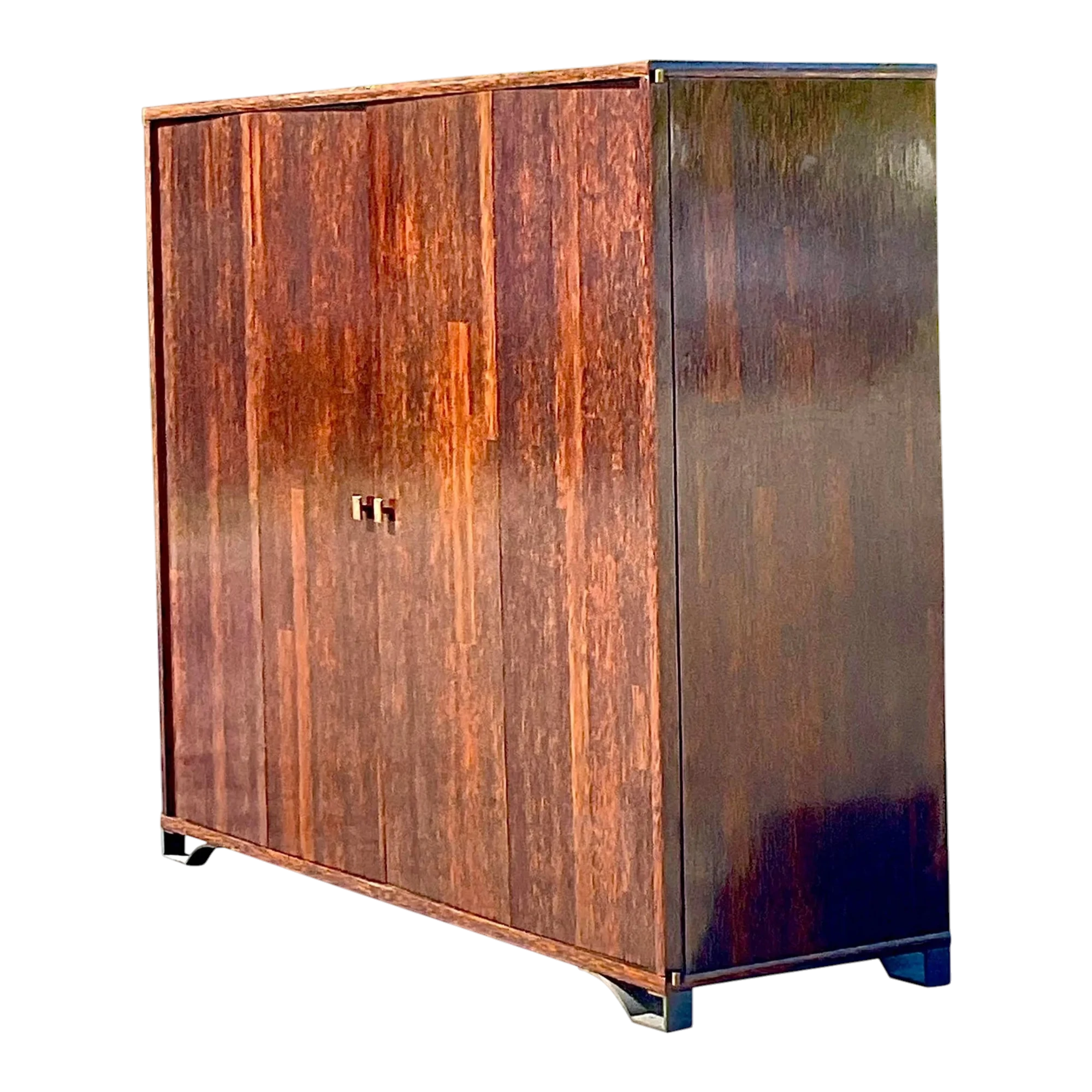 Vintage Peter Marino Custom Rosewood and Bronze Wall Unit