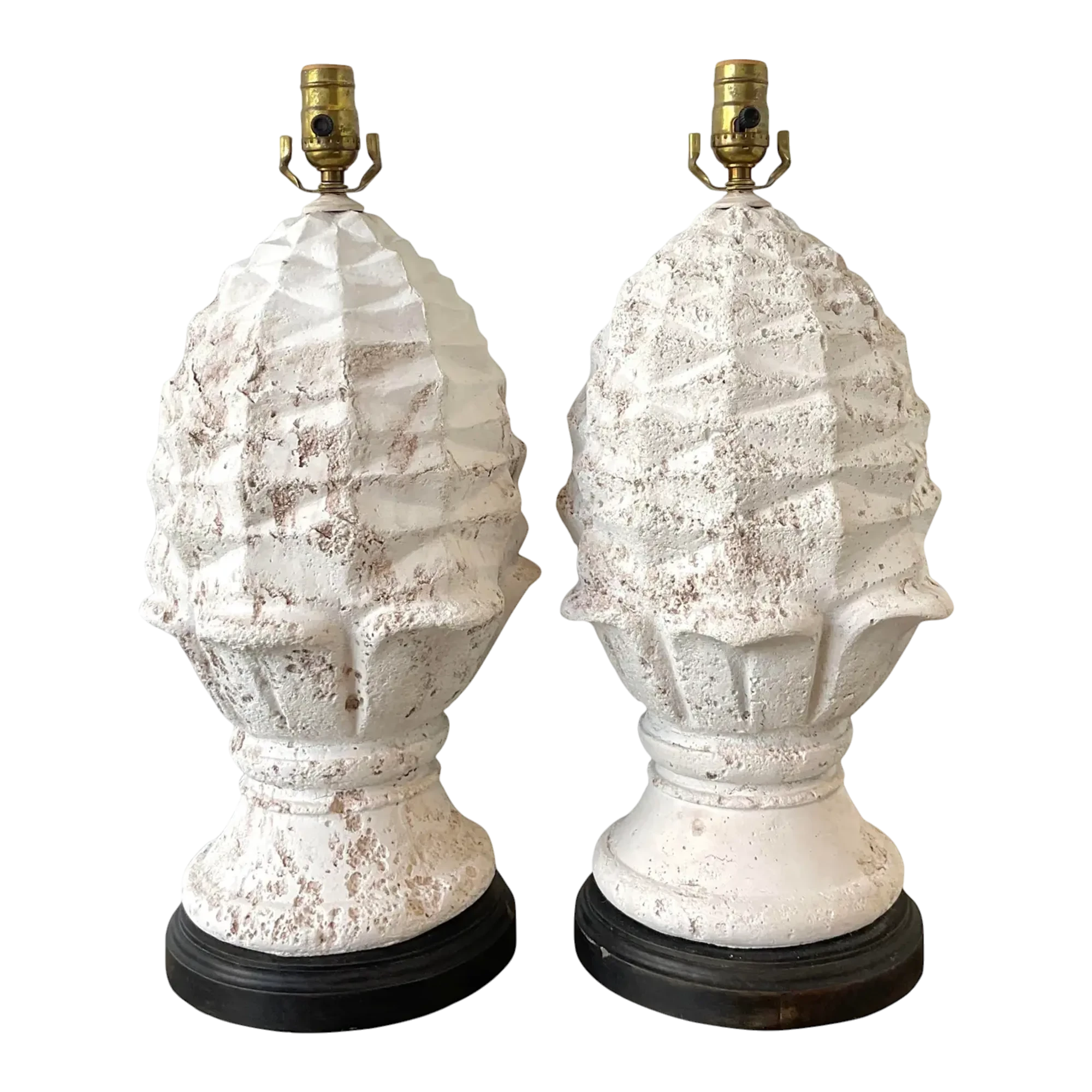 Vintage Plaster Artichoke Lamps - A Pair