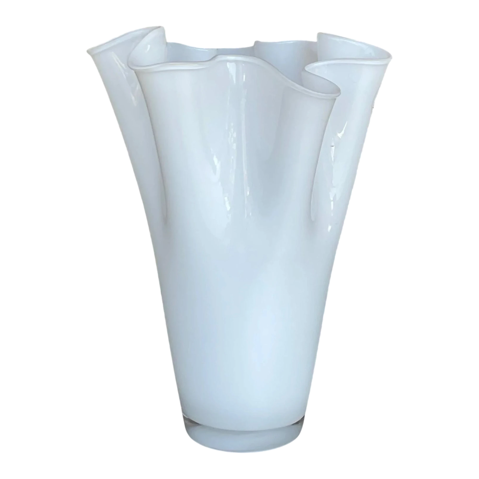 Vintage Pleated White Glass Vase