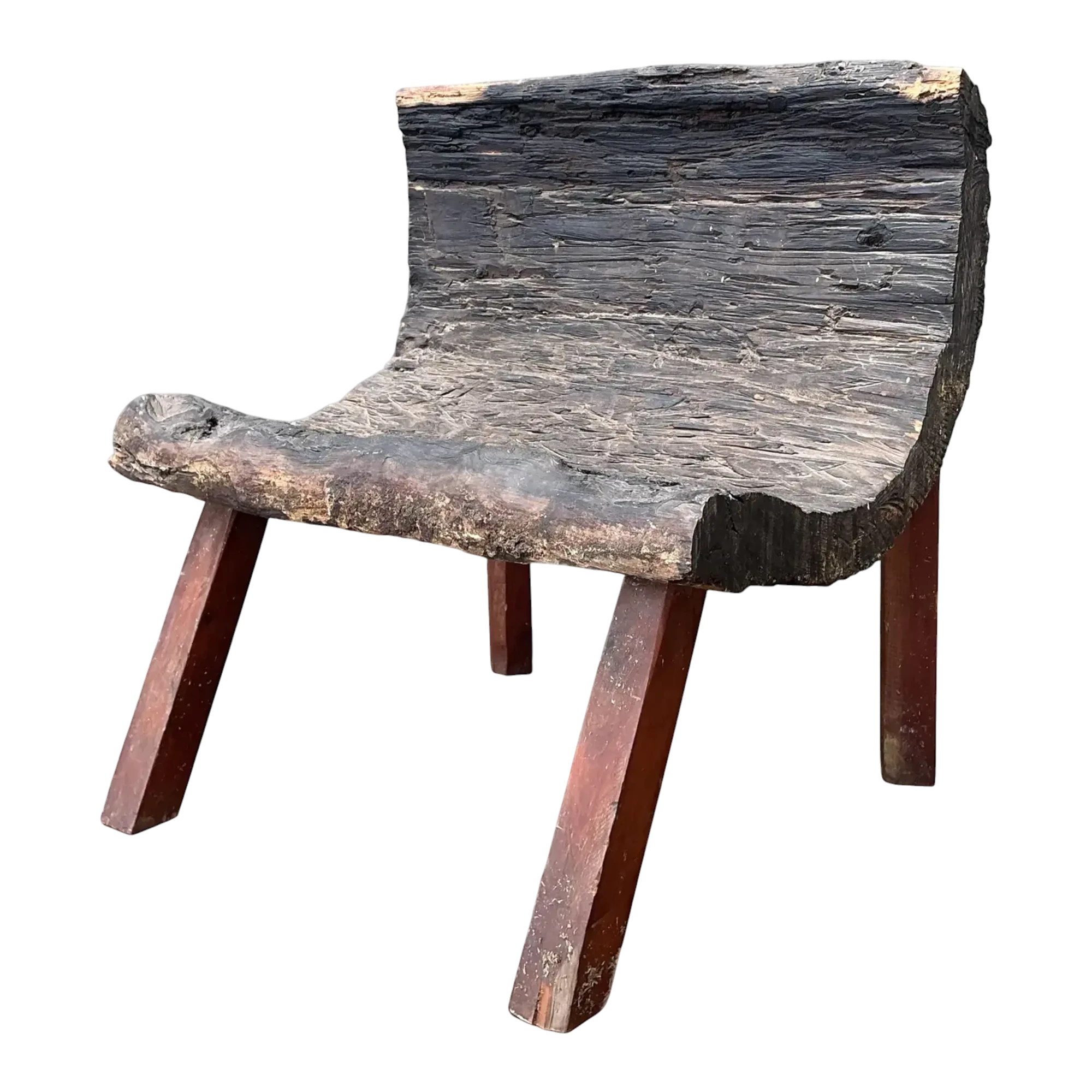 Vintage Primitive Wood Slab Chair