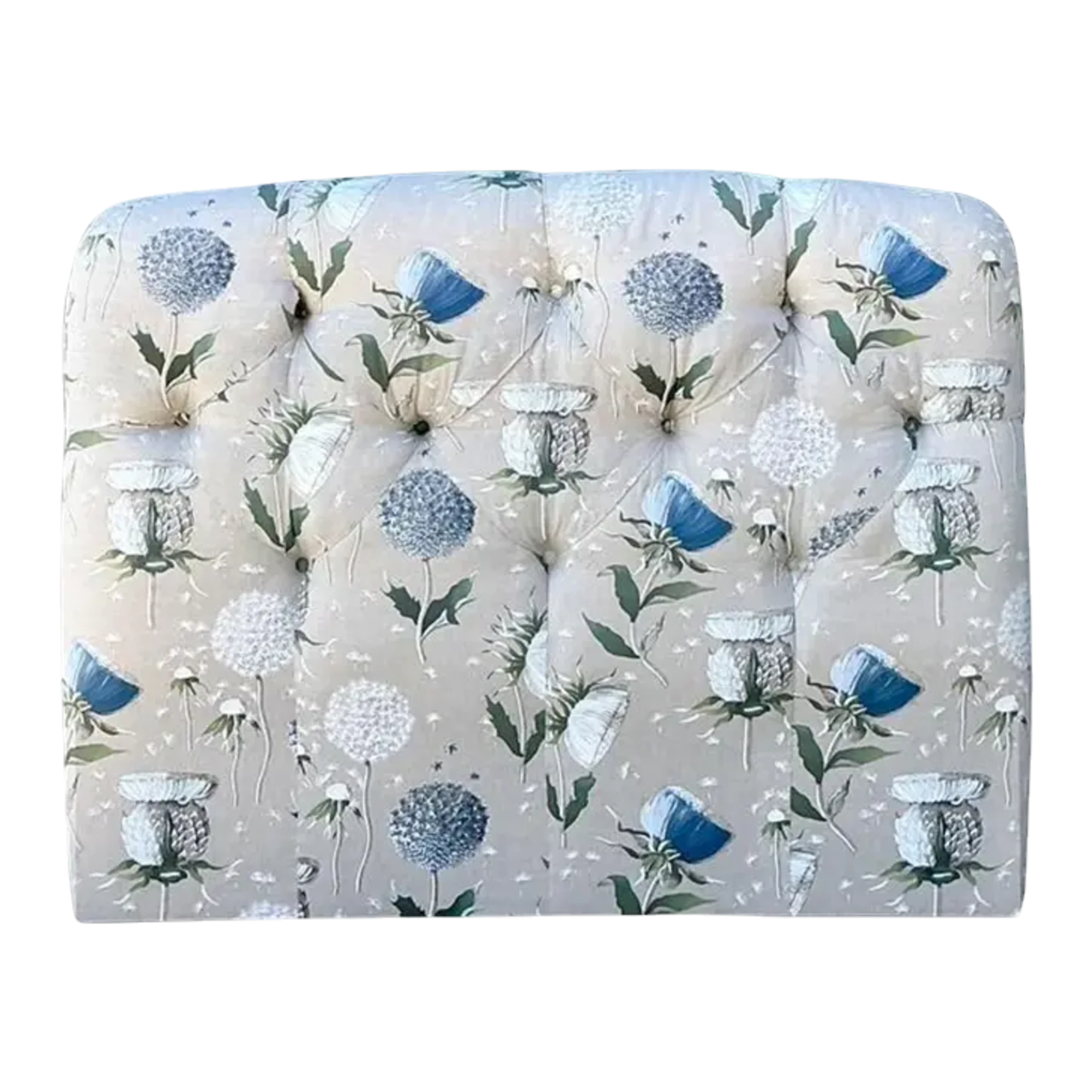 Vintage Printed Flower Upholstered Queen Headboard